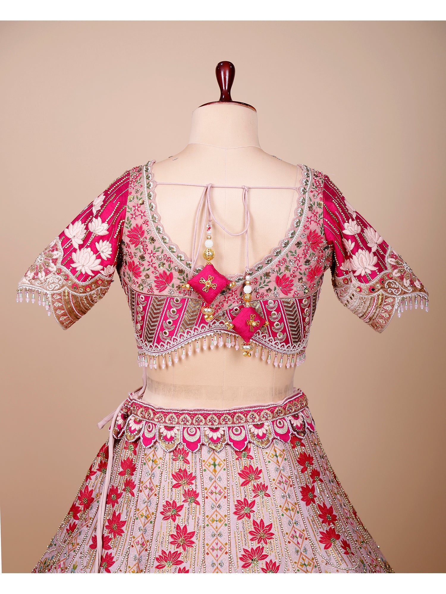 Multi-Color Banarasi Silk Lehenga with Embroidery