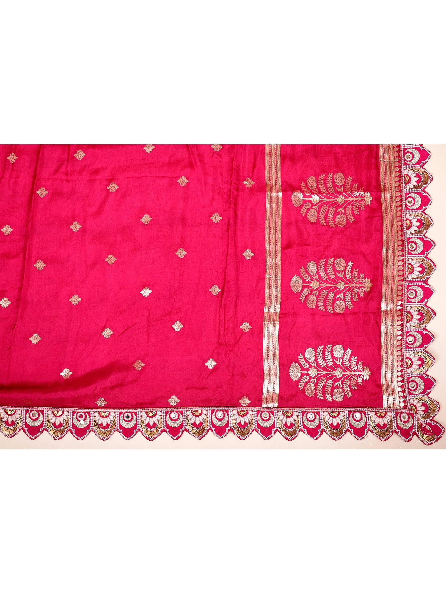 Multi-Color Banarasi Silk Lehenga with Embroidery