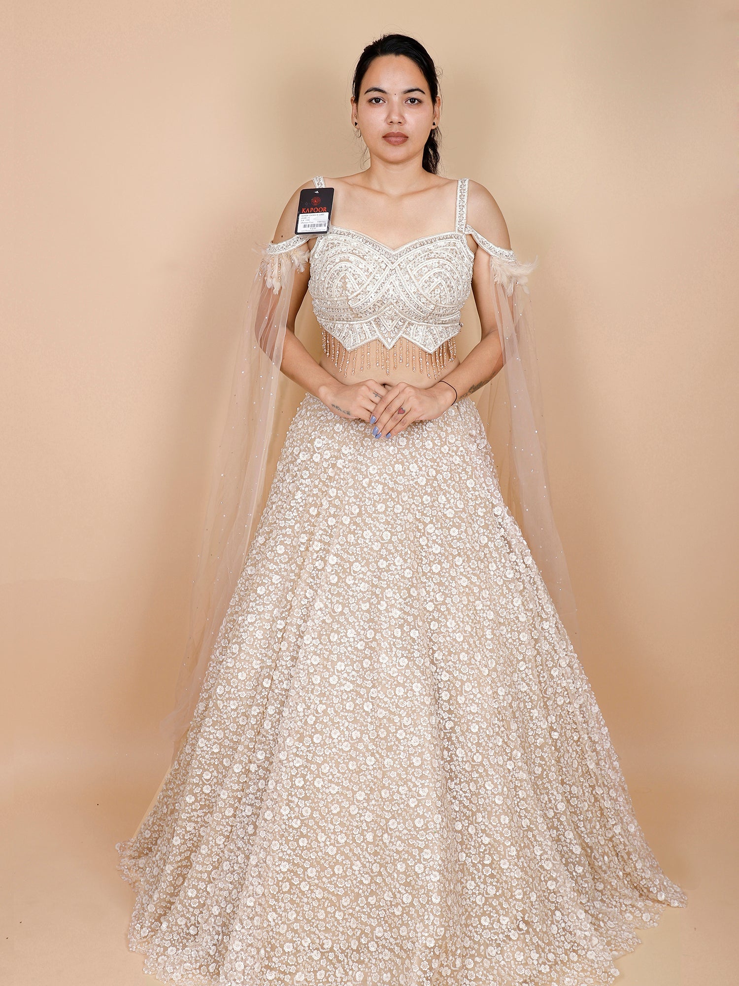 Beige Net Croptop with Beads