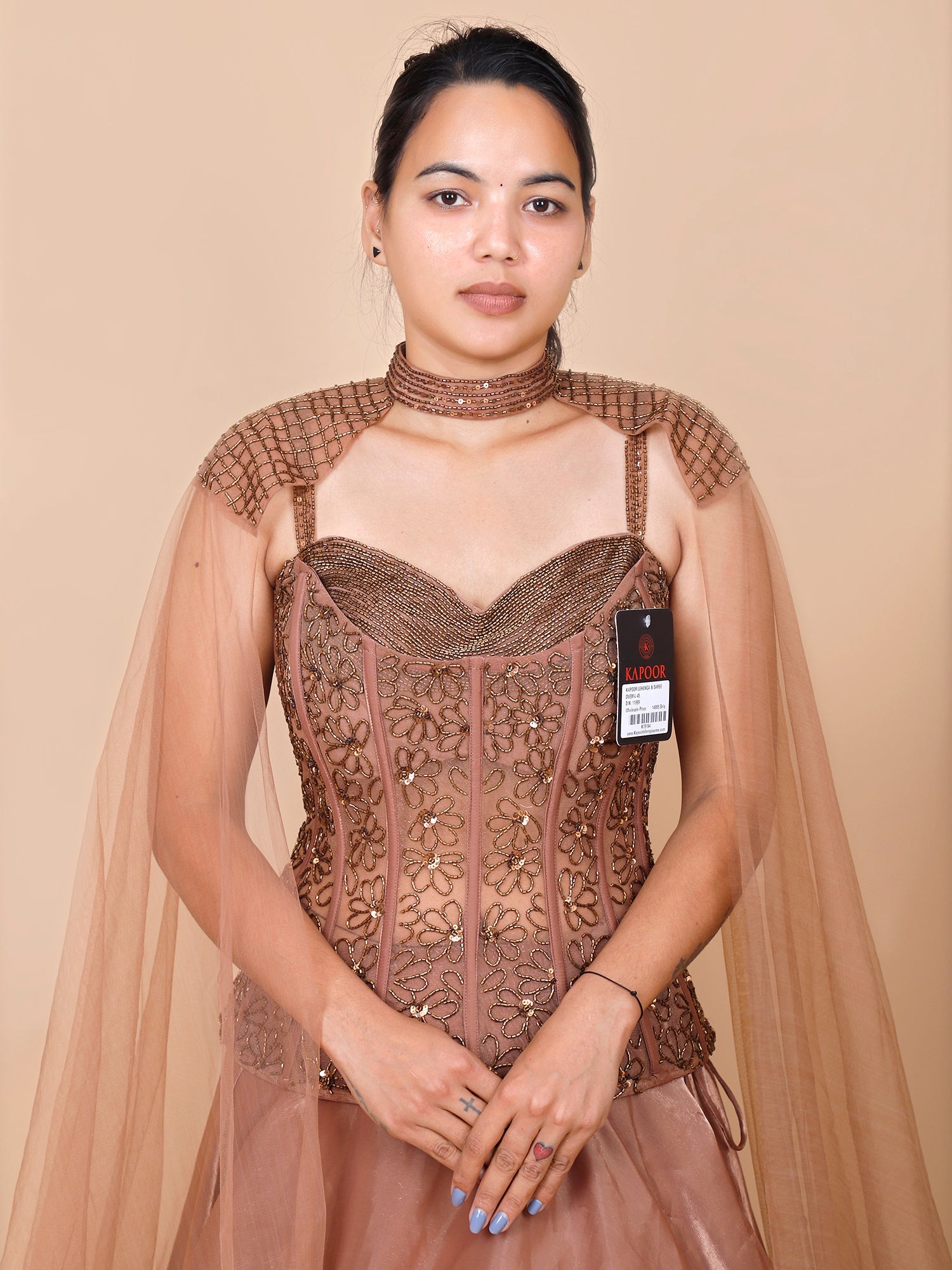 Brown Jimmy Choo Indo-Western Outfit with Beads