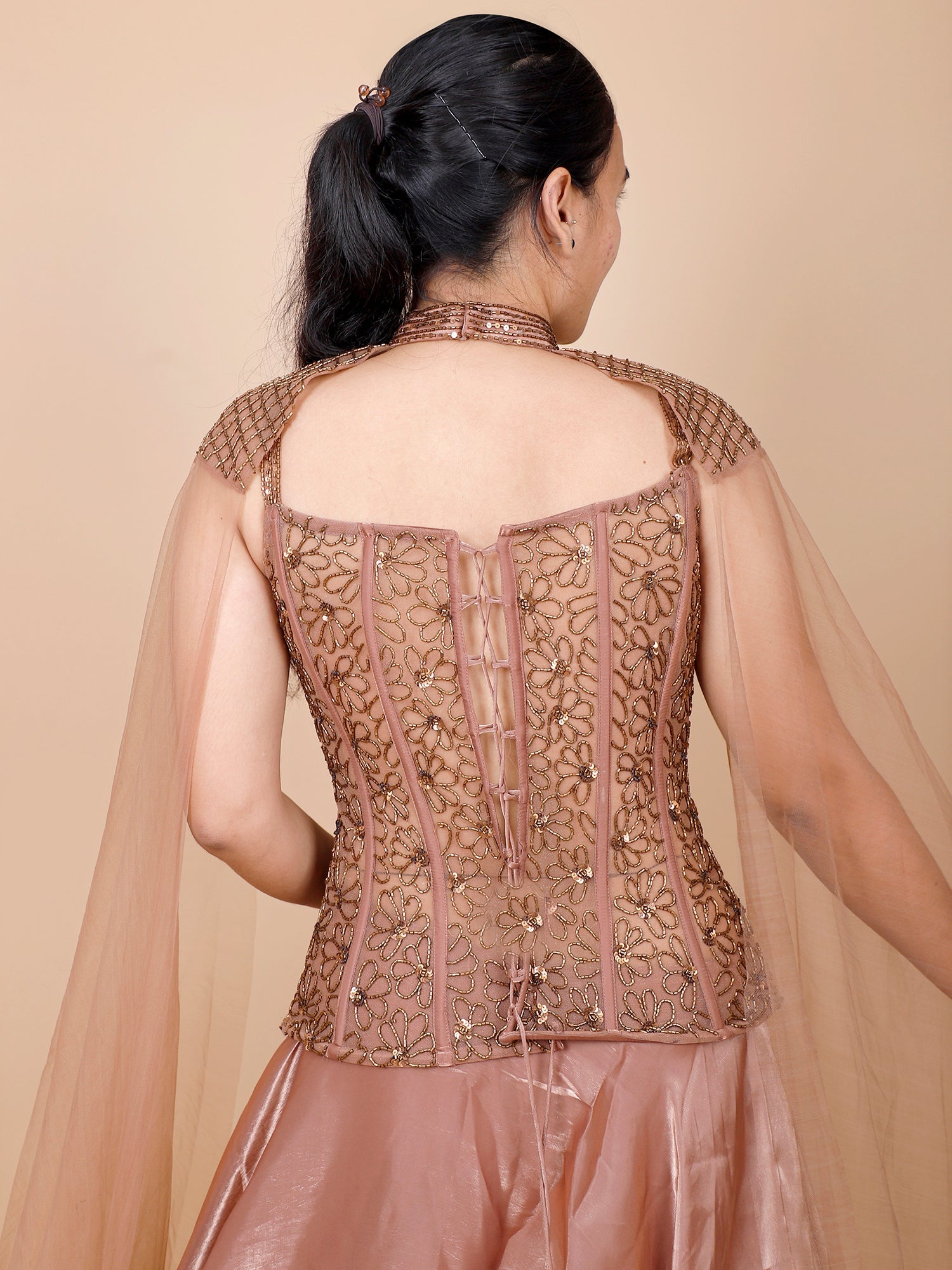 Brown Jimmy Choo Indo-Western Outfit with Beads