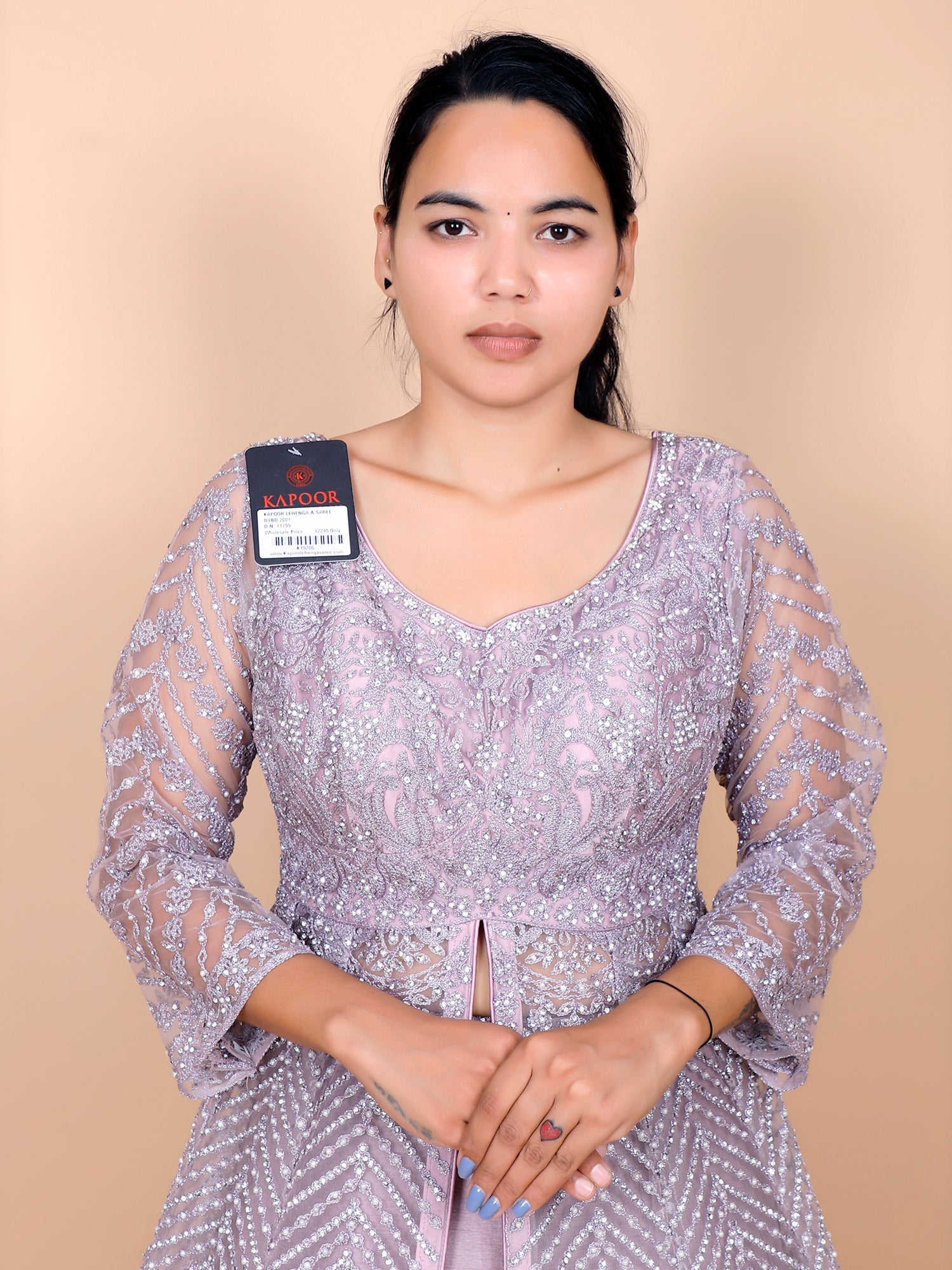 Light Lavender Net Lehenga with Thread