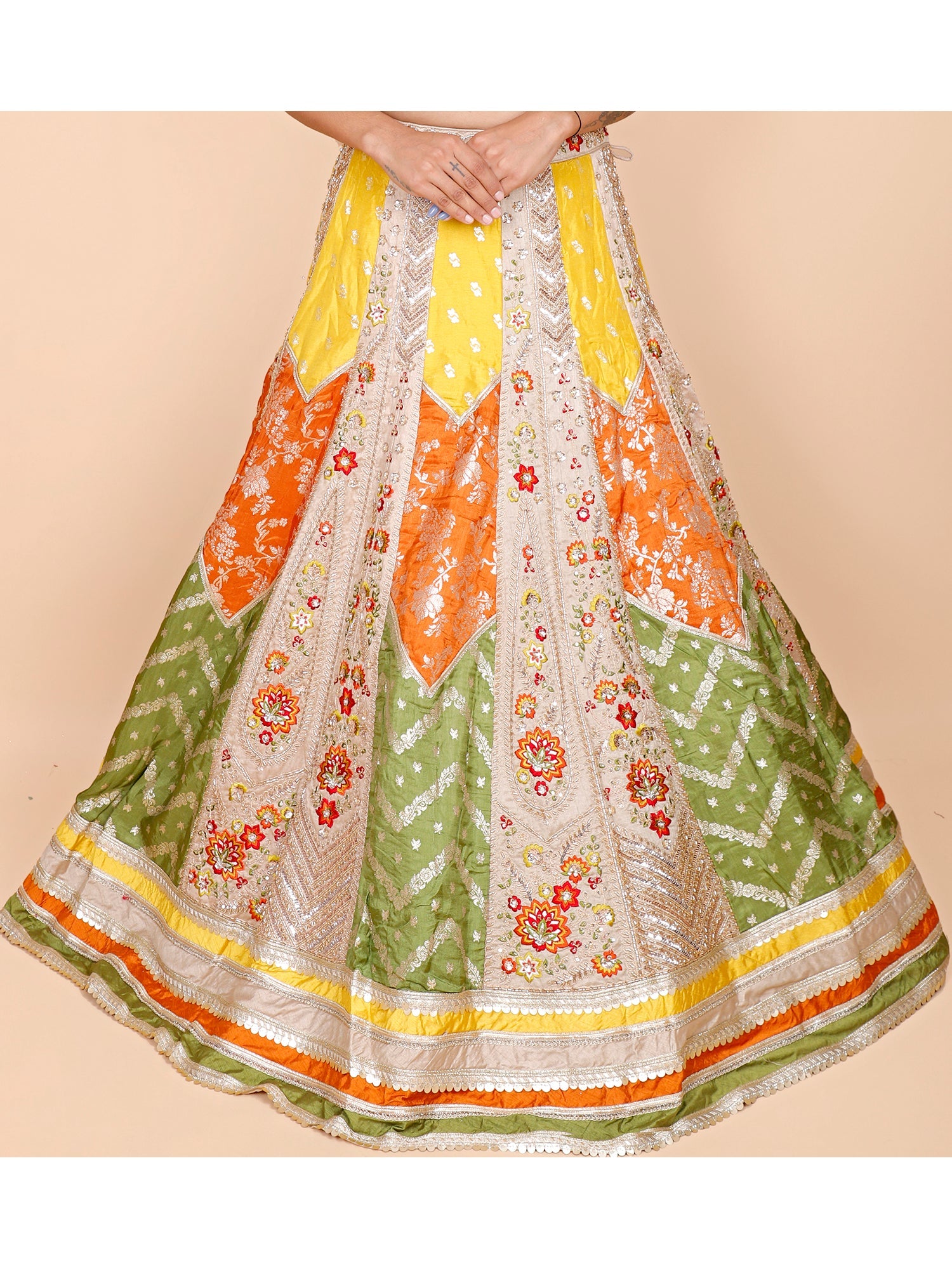 Multi-Color Silk Lehenga with Multi-Thread