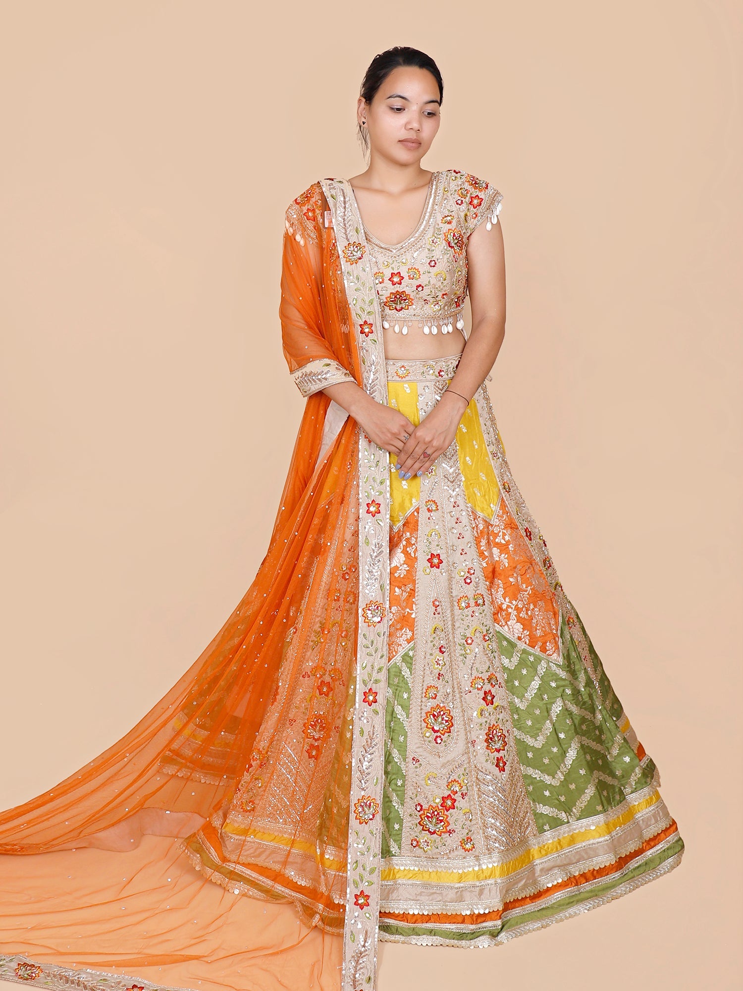 Multi-Color Silk Lehenga with Multi-Thread