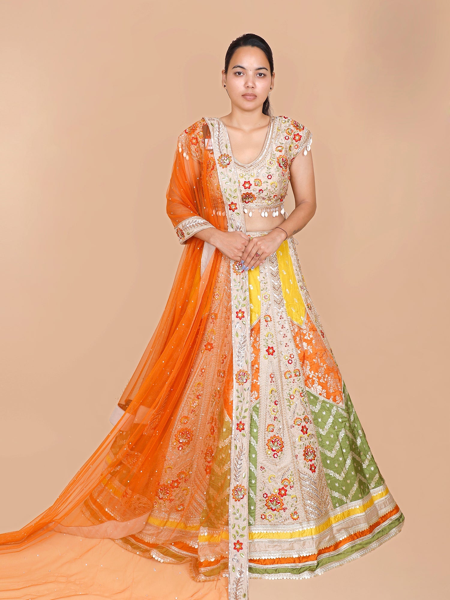 Multi-Color Silk Lehenga with Multi-Thread
