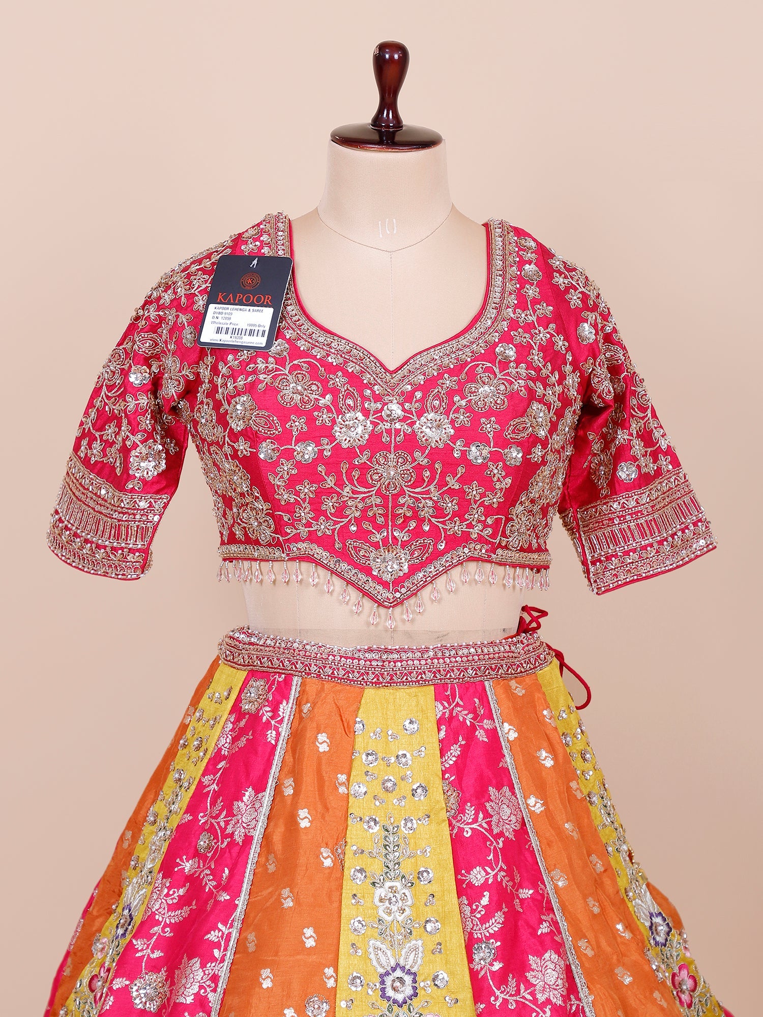 Multi-Color Silk Lehenga with Multi-Thread Embroidery
