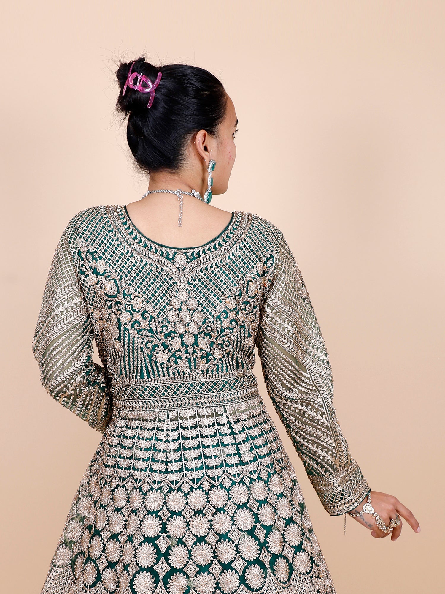 Dark Green Peplum Pakistani Outfit