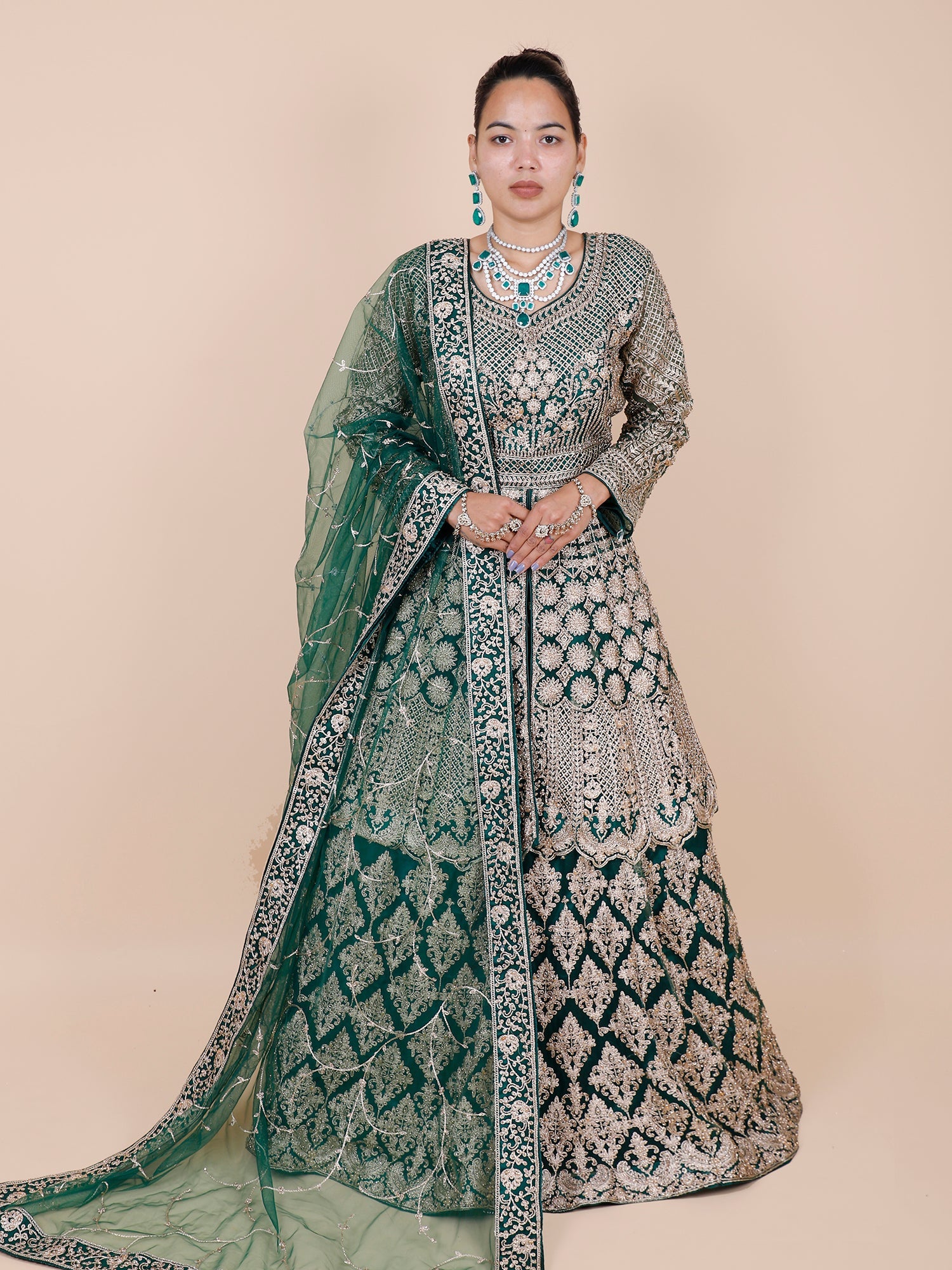 Dark Green Peplum Pakistani Outfit