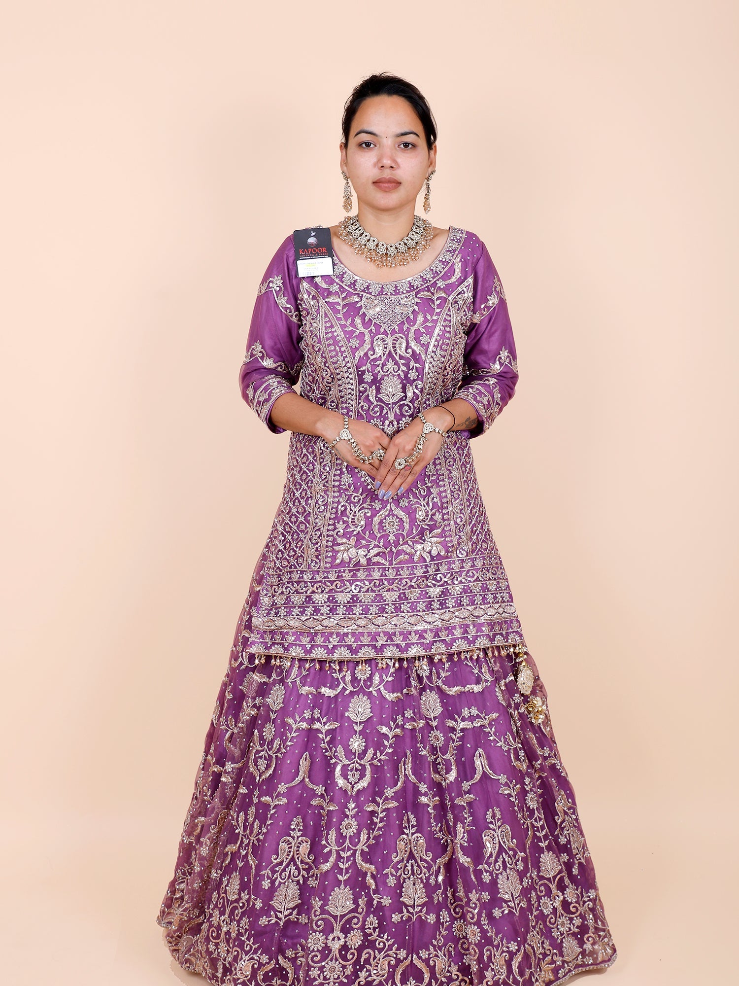 Purple Georgette Heavy Thread Embroidered Pakistani Peplon