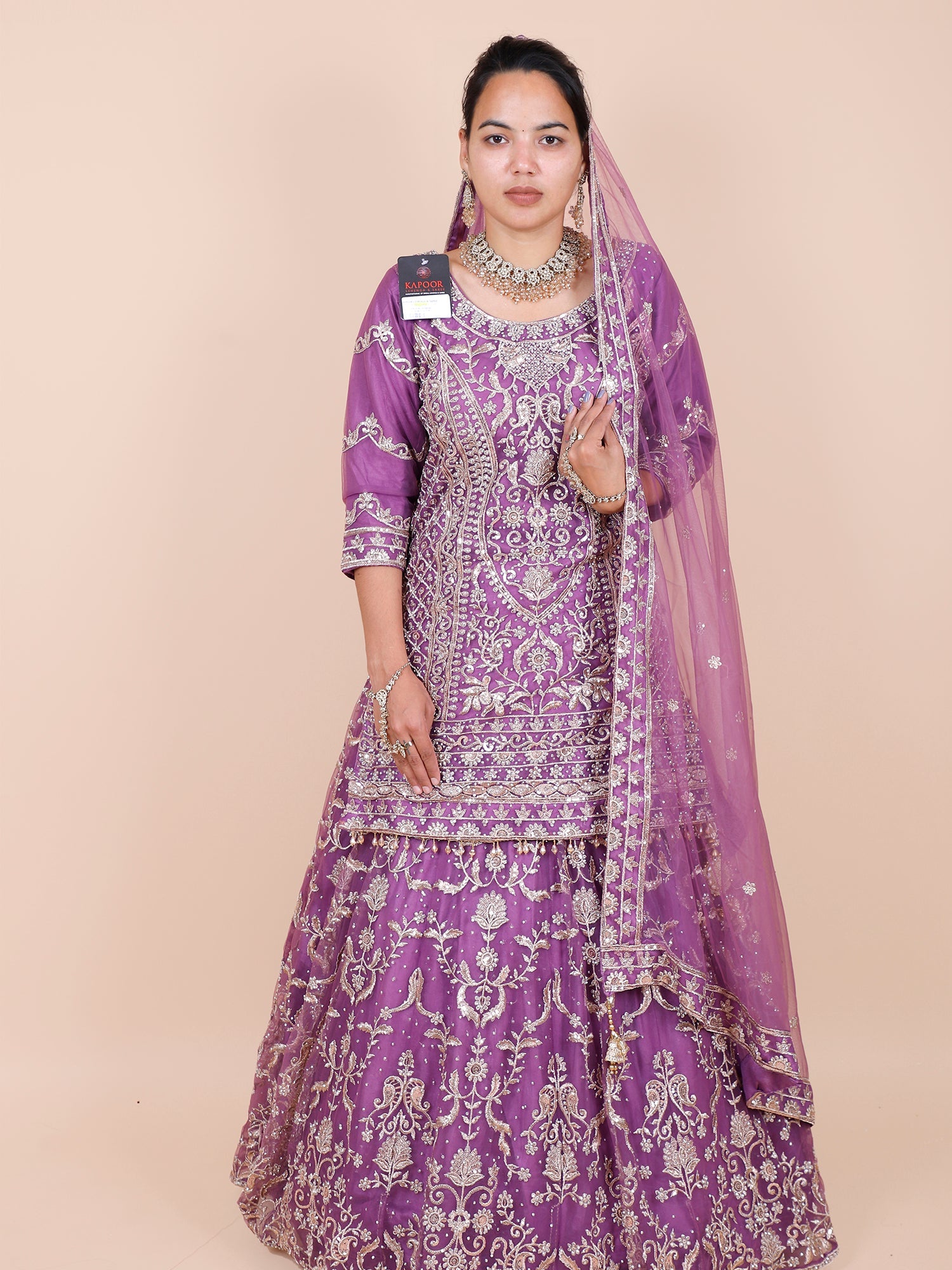 Purple Georgette Heavy Thread Embroidered Pakistani Peplon