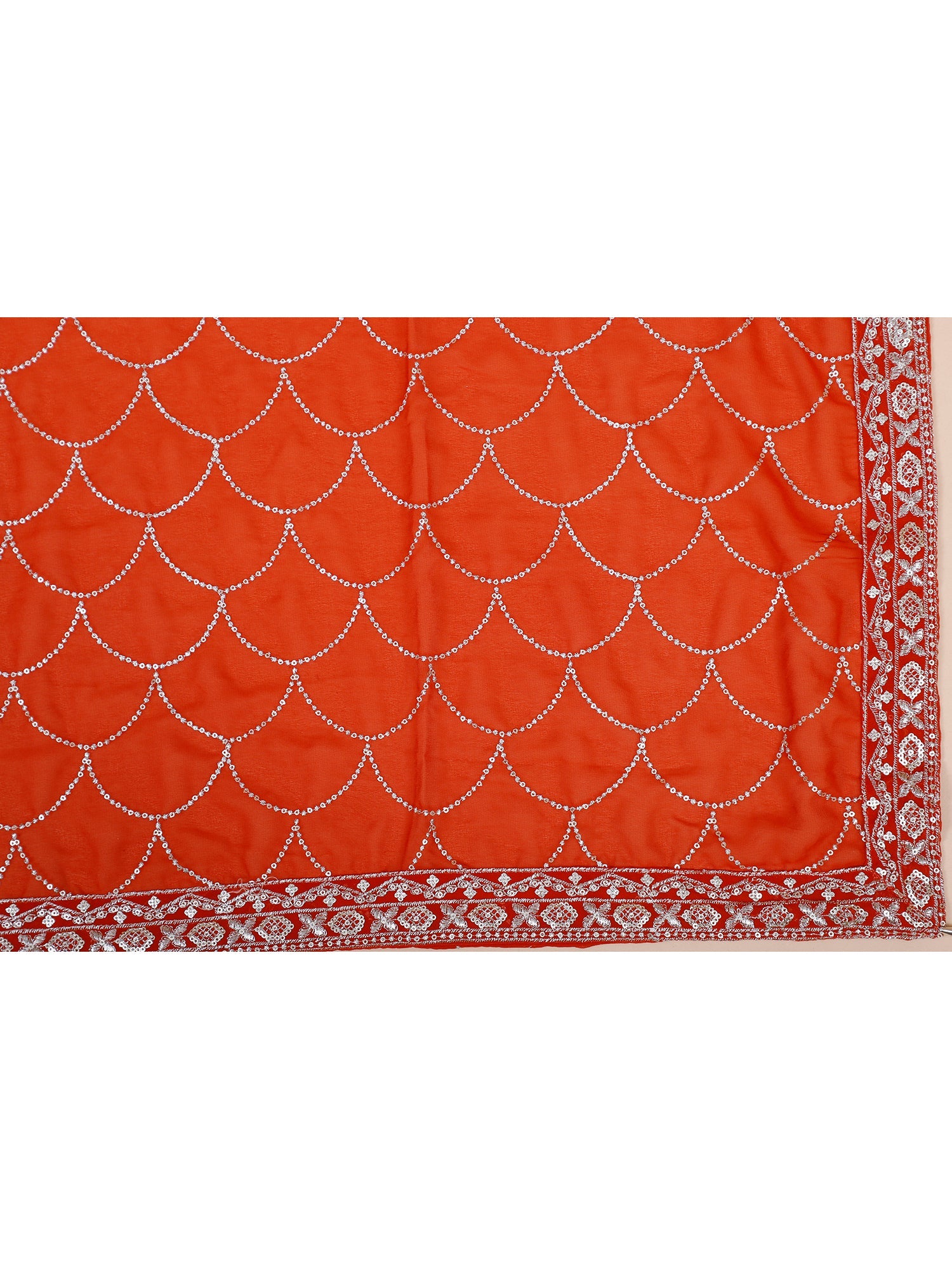 Red Georgette Heavy Thread Sharara