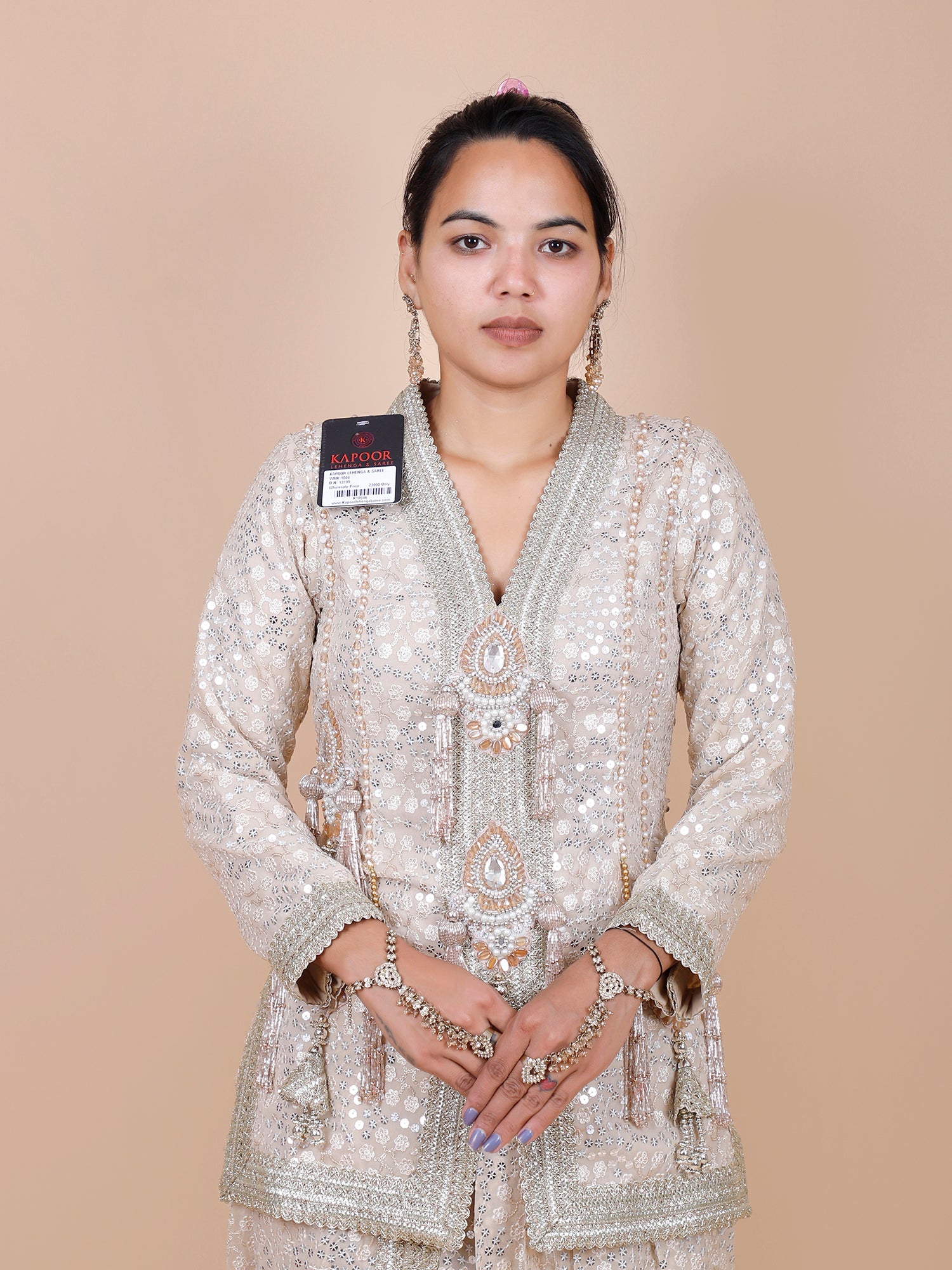 Baby Pink Georgette Indo Western with Sequins