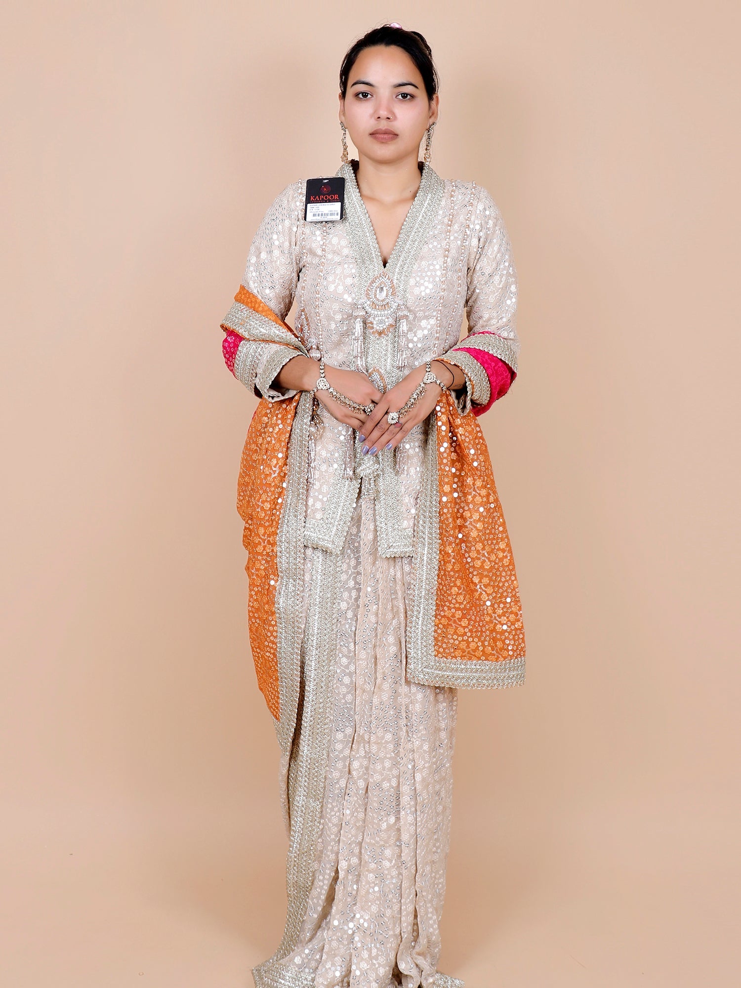 Baby Pink Georgette Indo Western with Sequins
