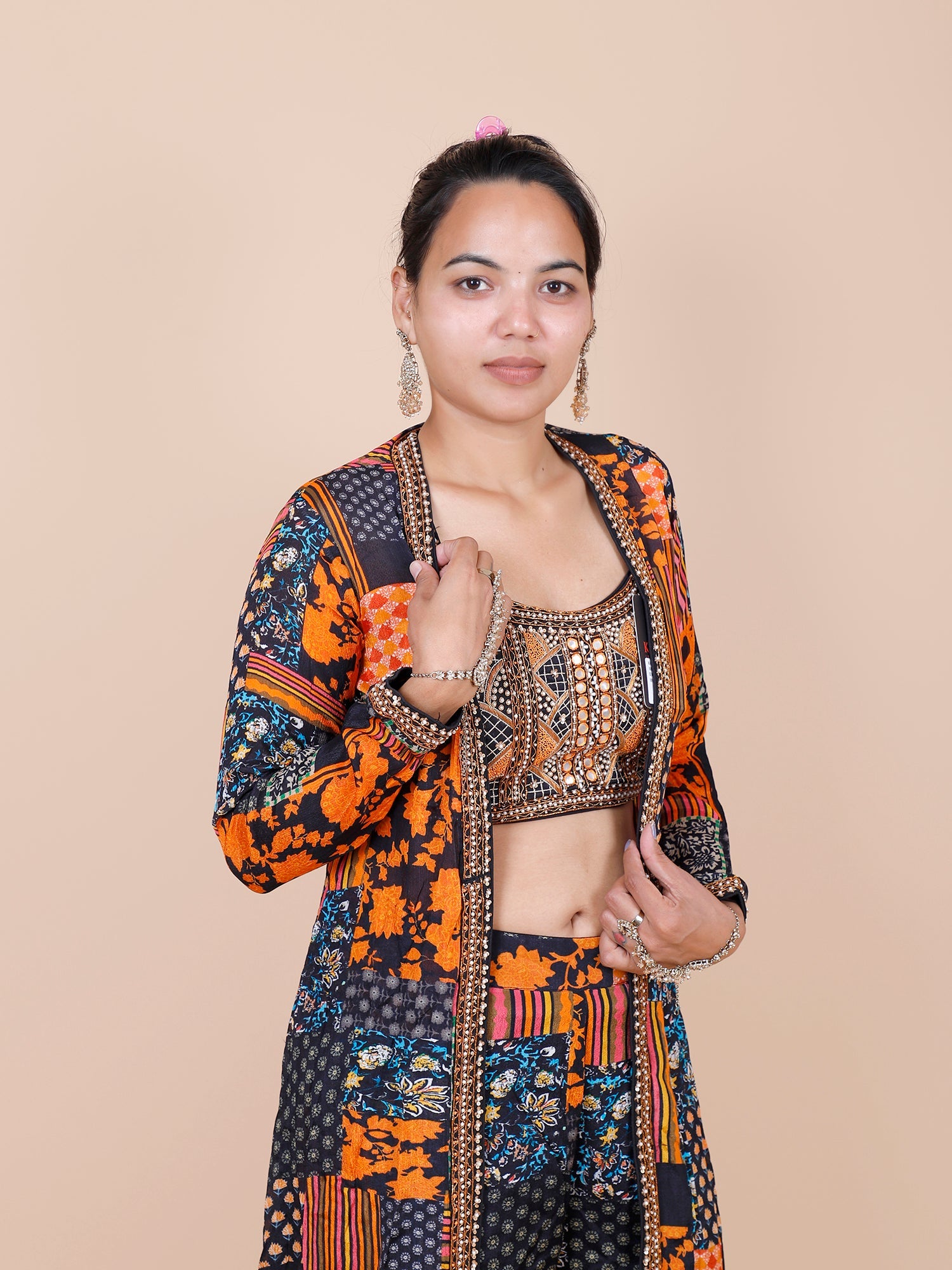 Multi Chinon Indo-Western with Shrug