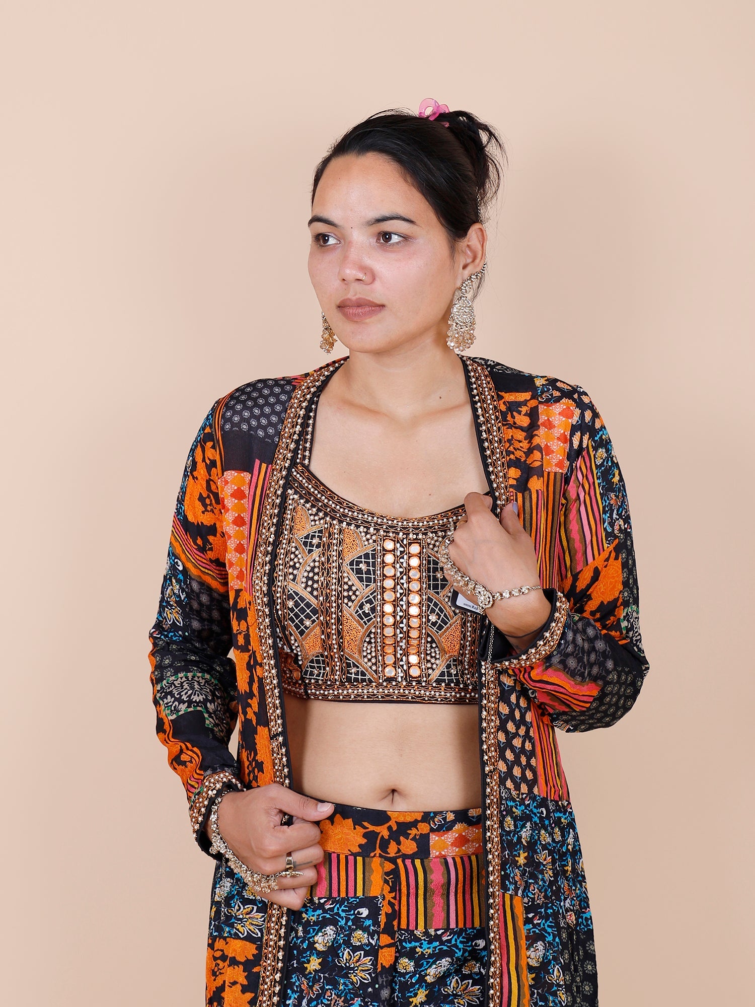 Multi Chinon Indo-Western with Shrug