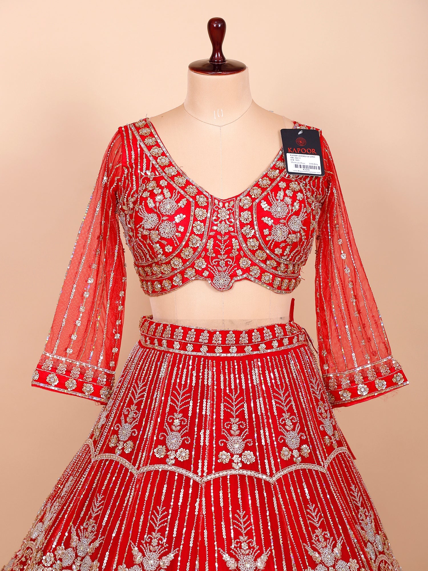 Red Net Crop top Embroidery with Sequins