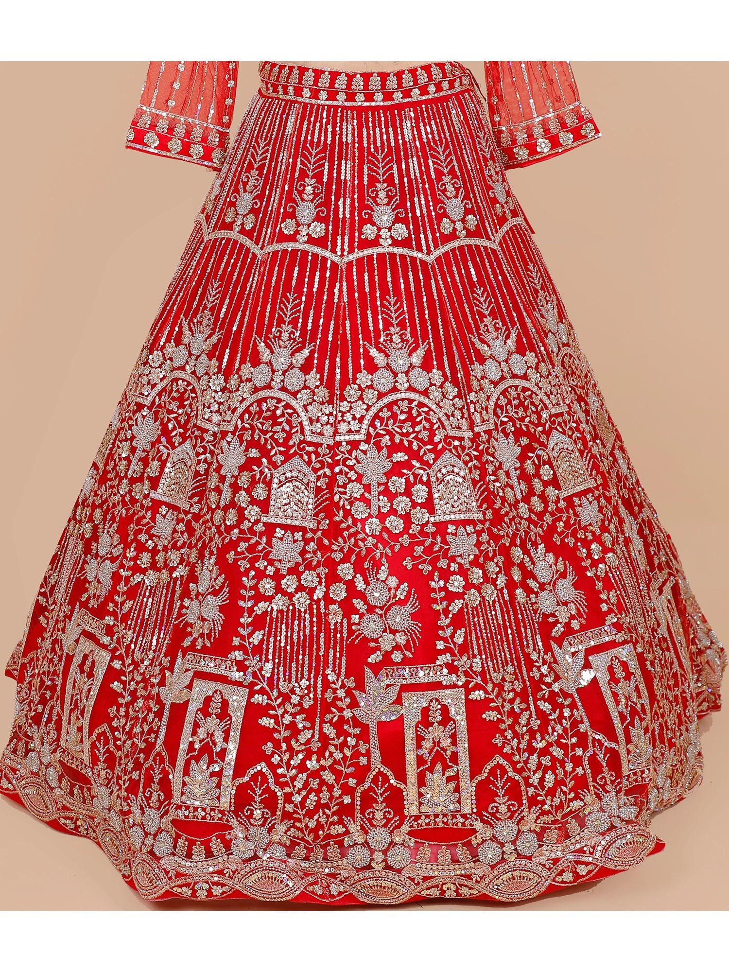 Red Net Crop top Embroidery with Sequins