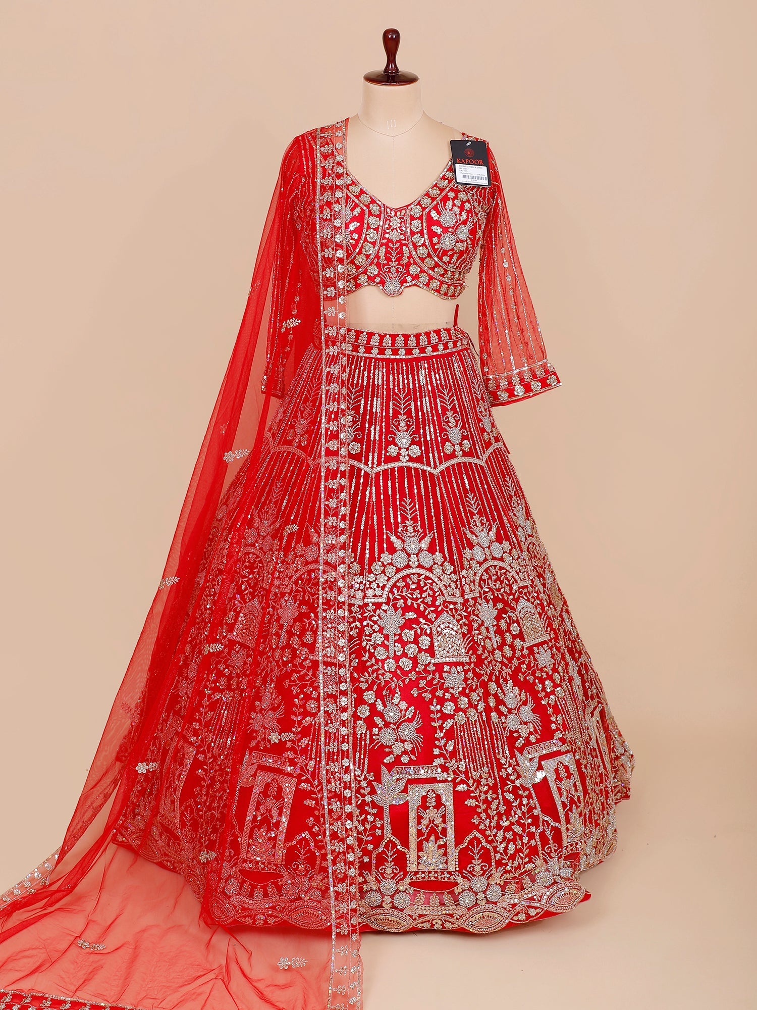 Red Net Crop top Embroidery with Sequins