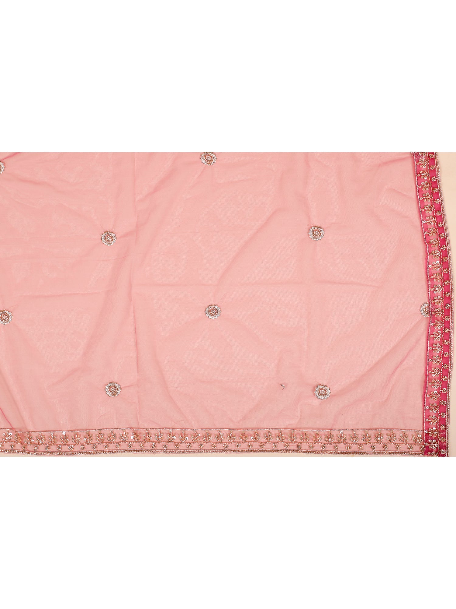 Dark Pink Net Crop top Embroidery with Sequins