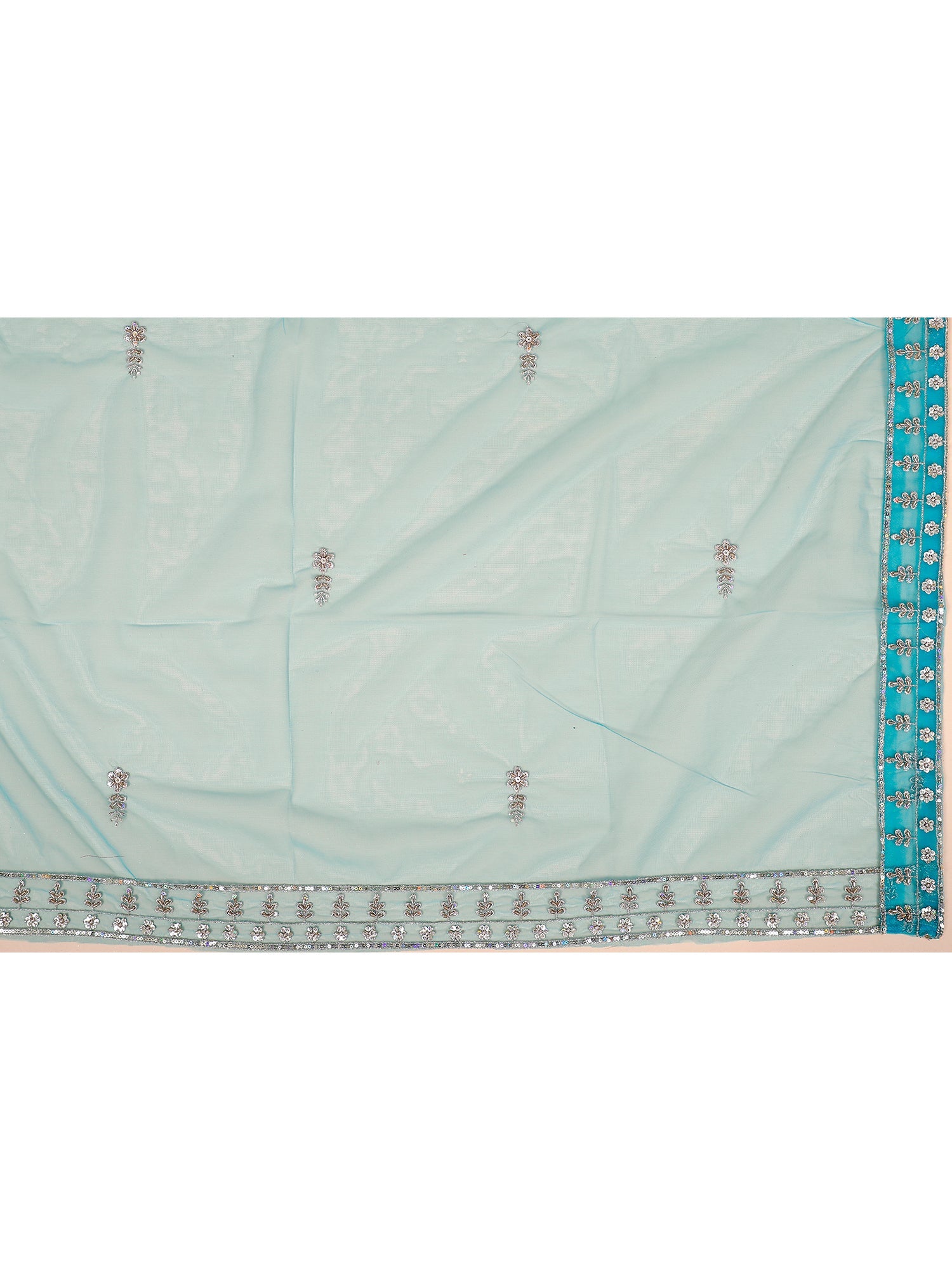 Rama Blue Net Crop Top with embroidery