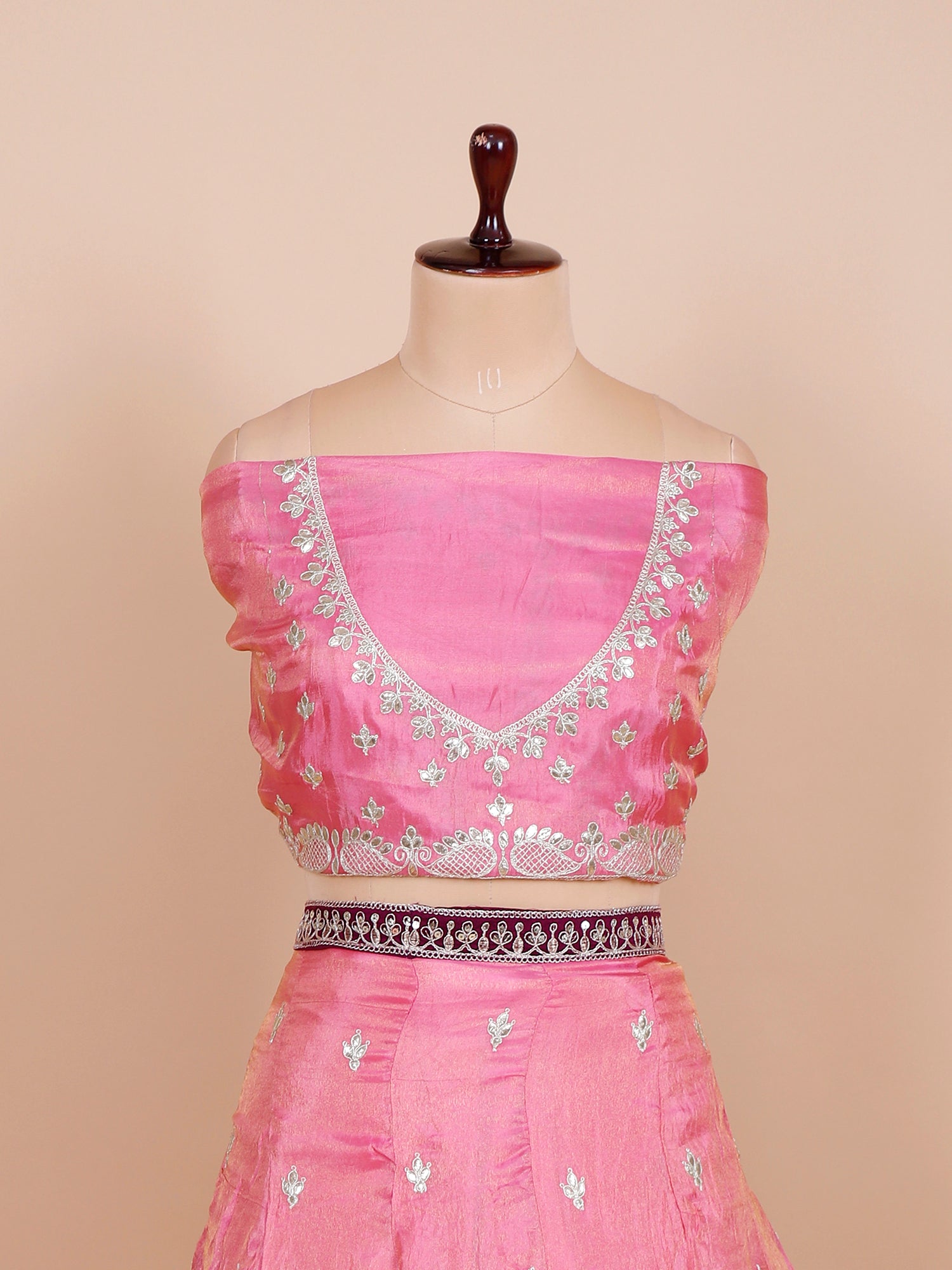Blush Pink Shimmer Silk Lehenga with Exquisite Gota Patti Detailing