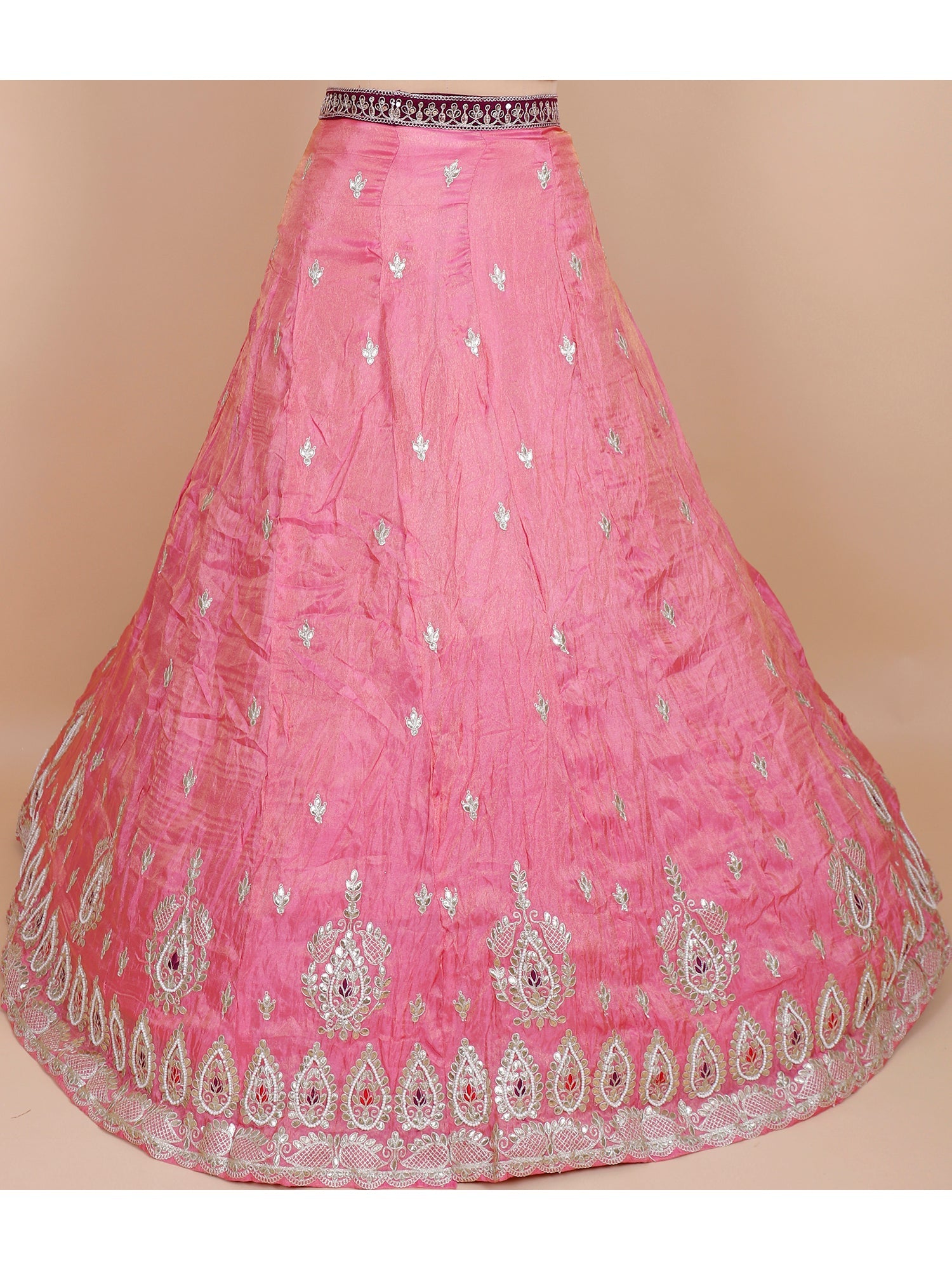 Blush Pink Shimmer Silk Lehenga with Exquisite Gota Patti Detailing