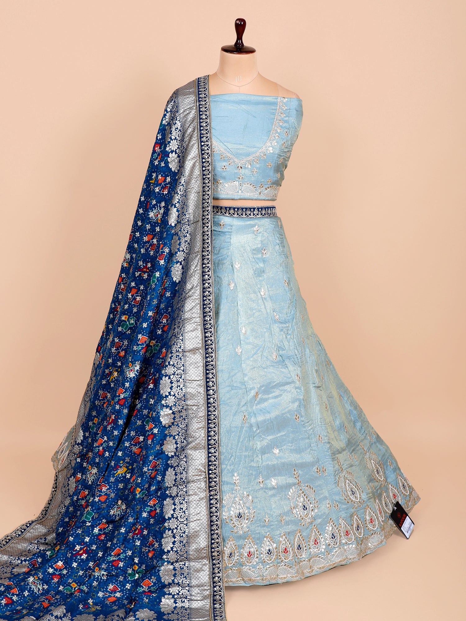 Royal Blue Shimmer Silk Lehenga