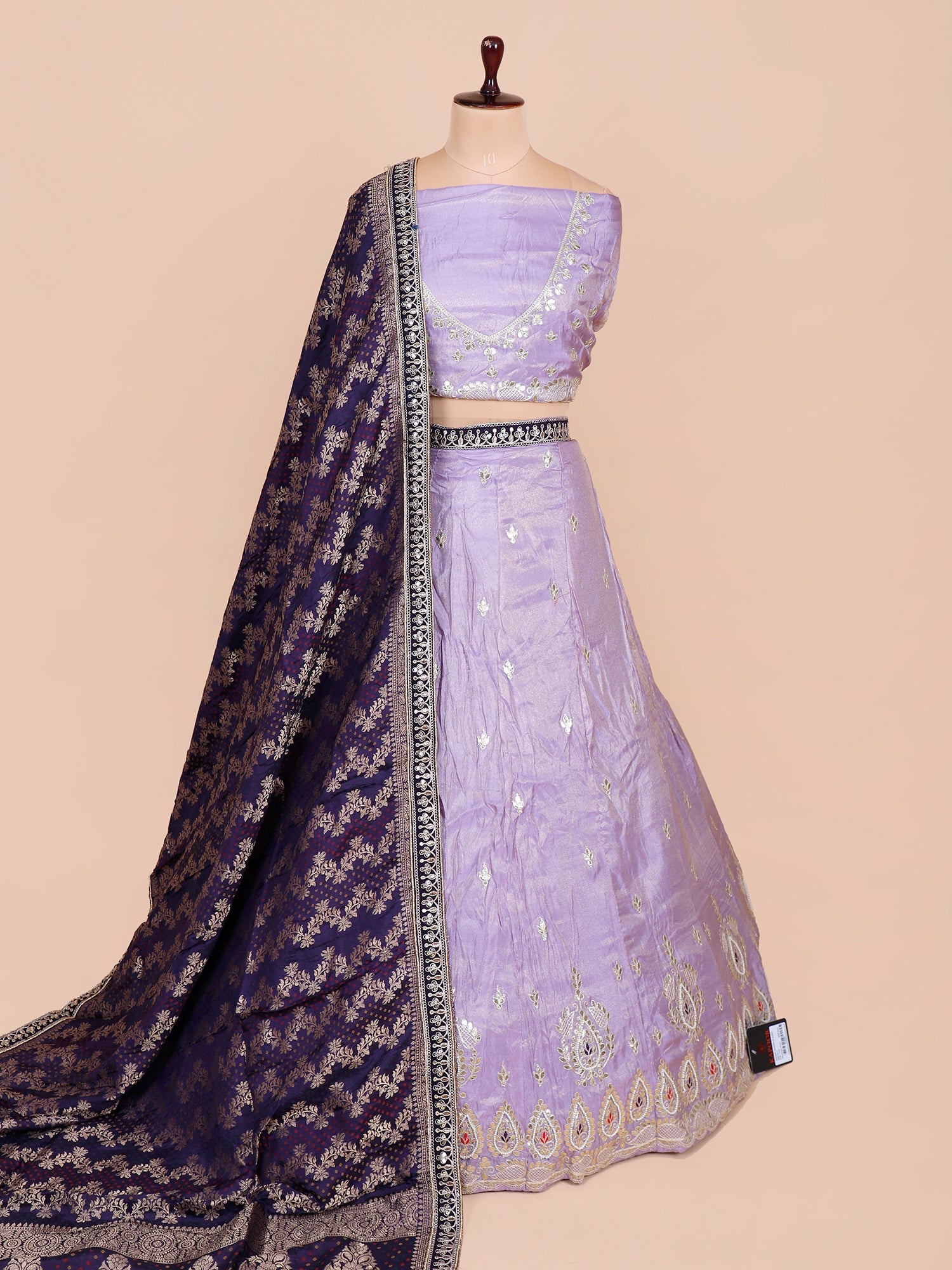 Lavender Glow Shimmer Silk Lehenga