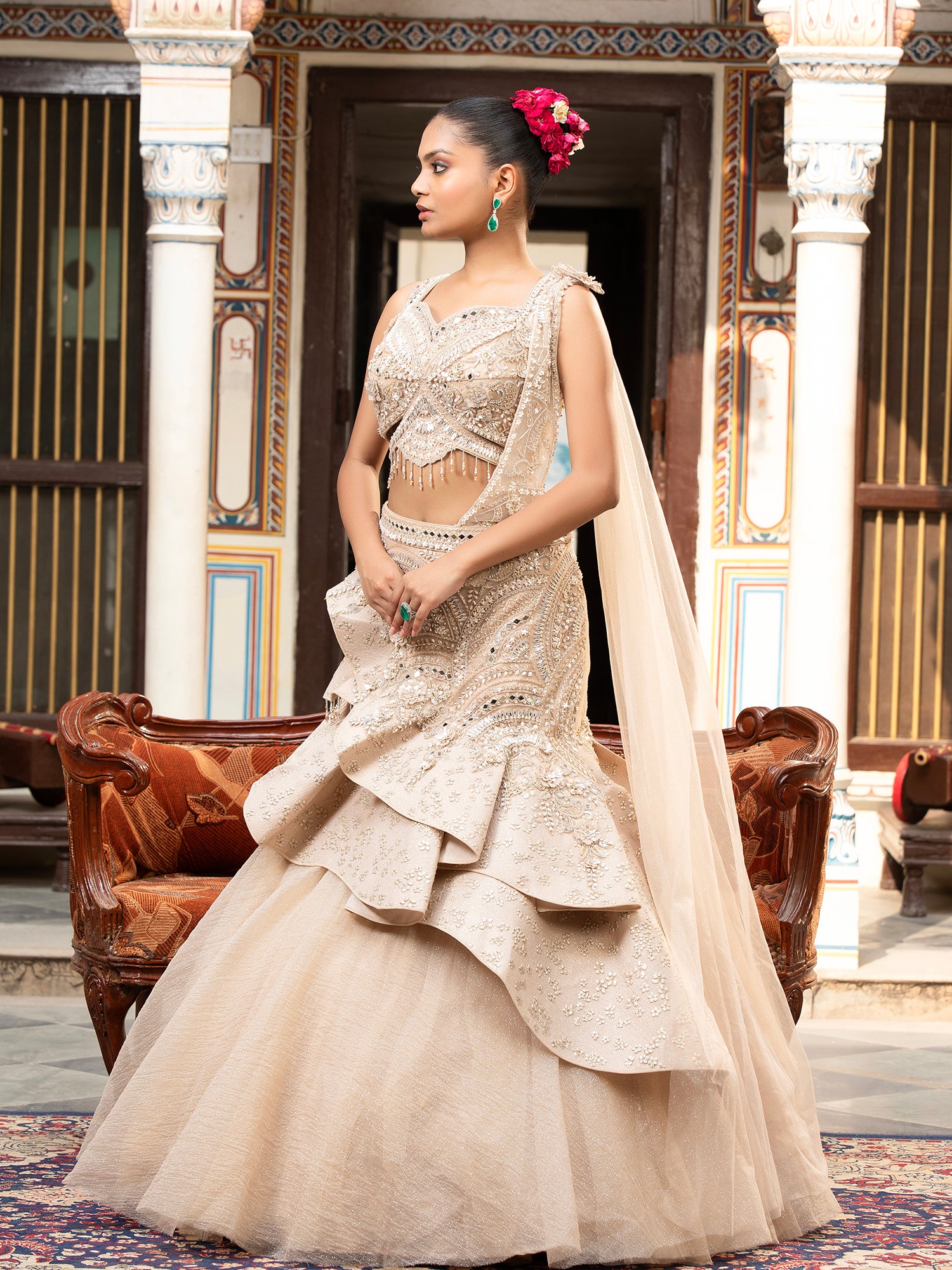 Designer Champagne Color Indo-Western