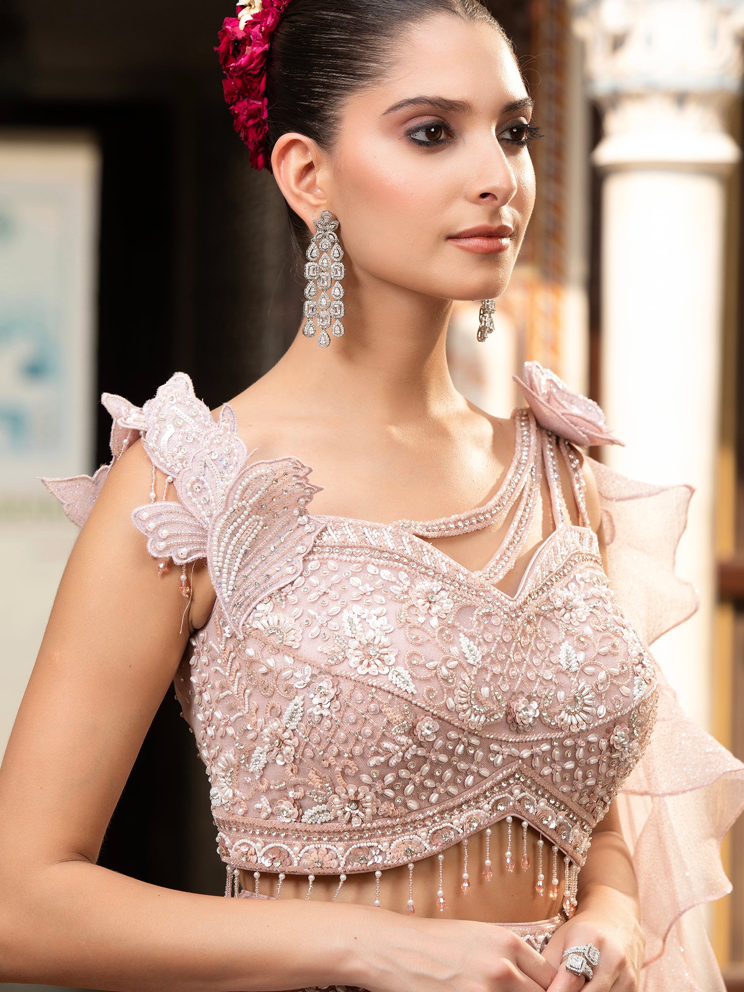 Lavender Silk Indo-Western With Beads