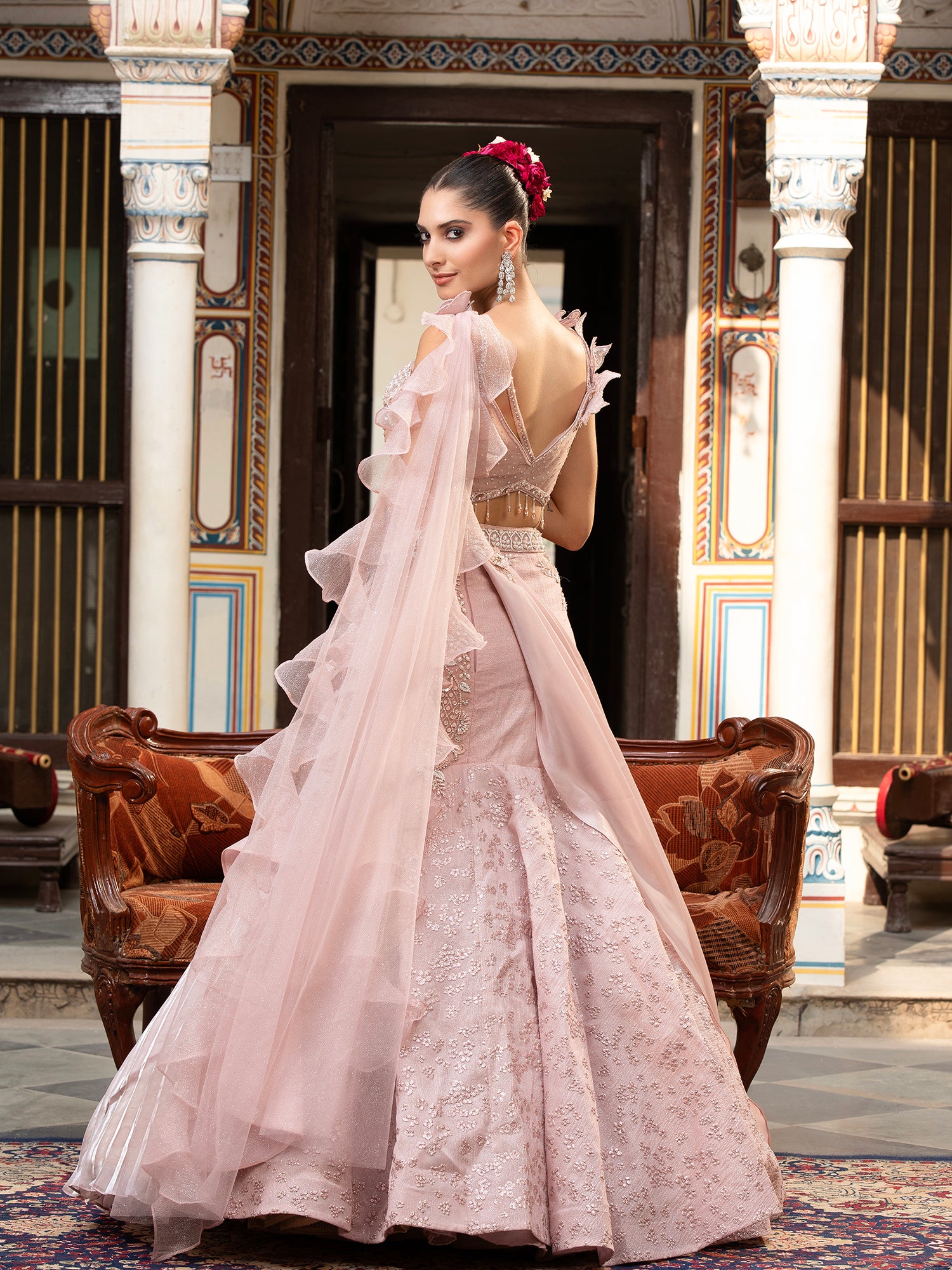 Lavender Silk Indo-Western With Beads
