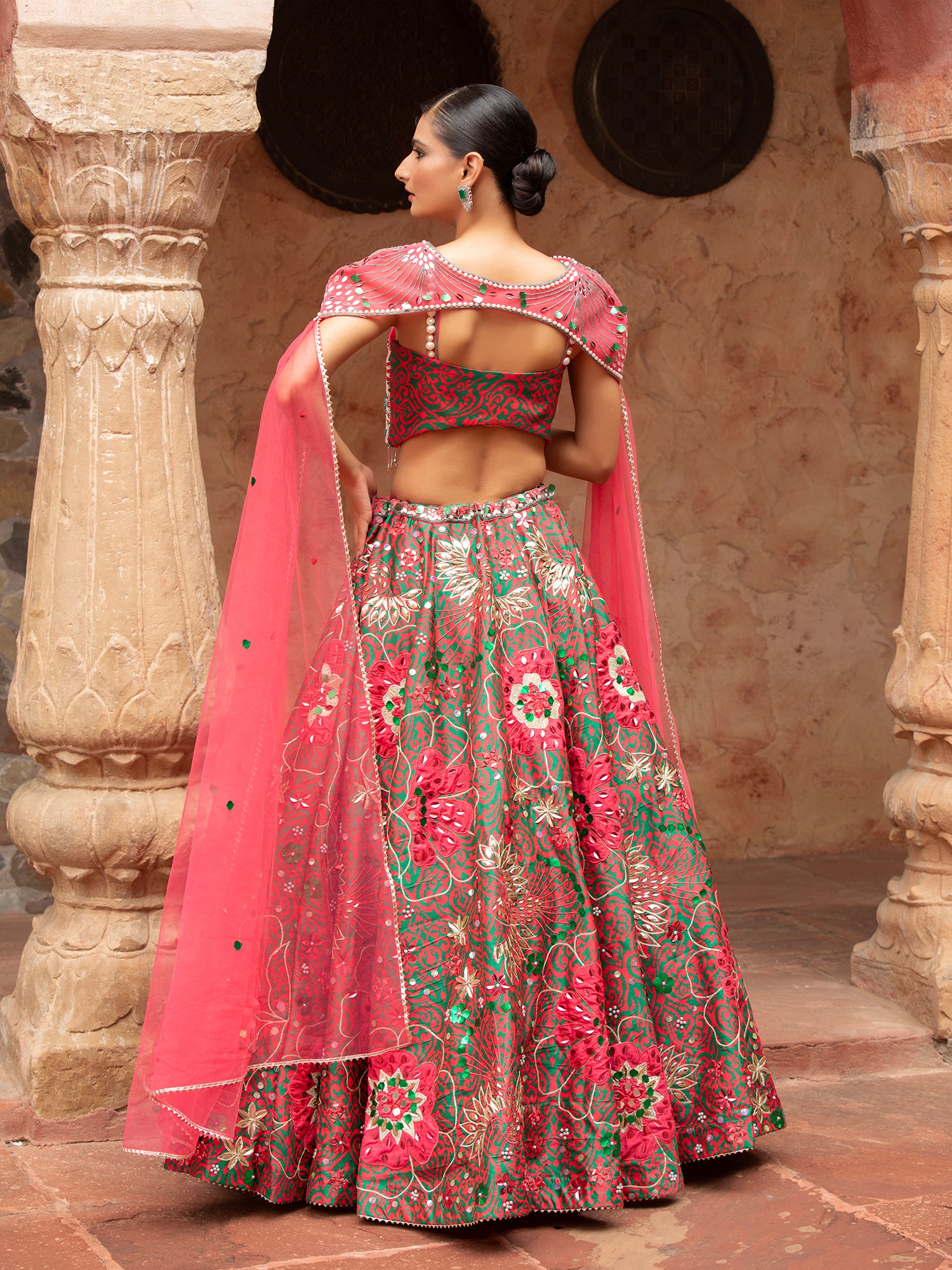 Silk Lehenga With Appliqué, Sequins & Beads