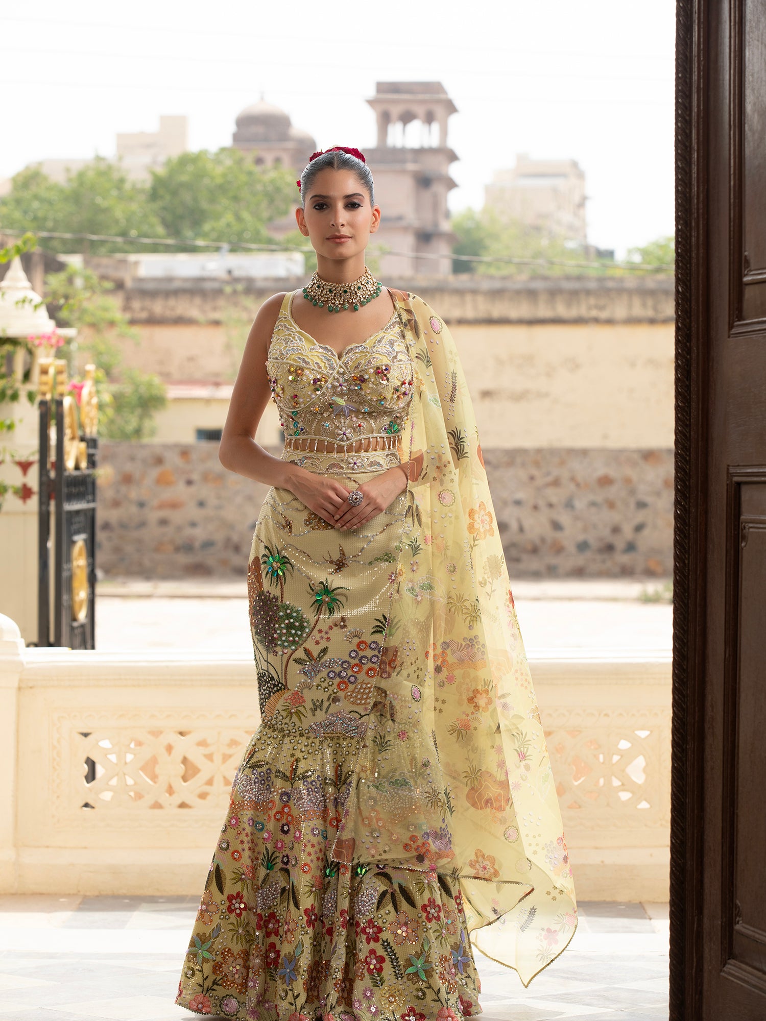 Silk Indo-Western With Sequin Appliqué Work