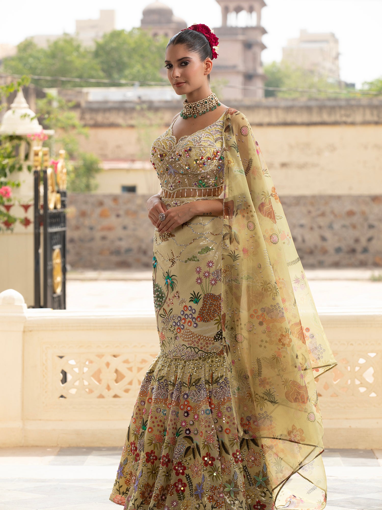 Silk Indo-Western With Sequin Appliqué Work