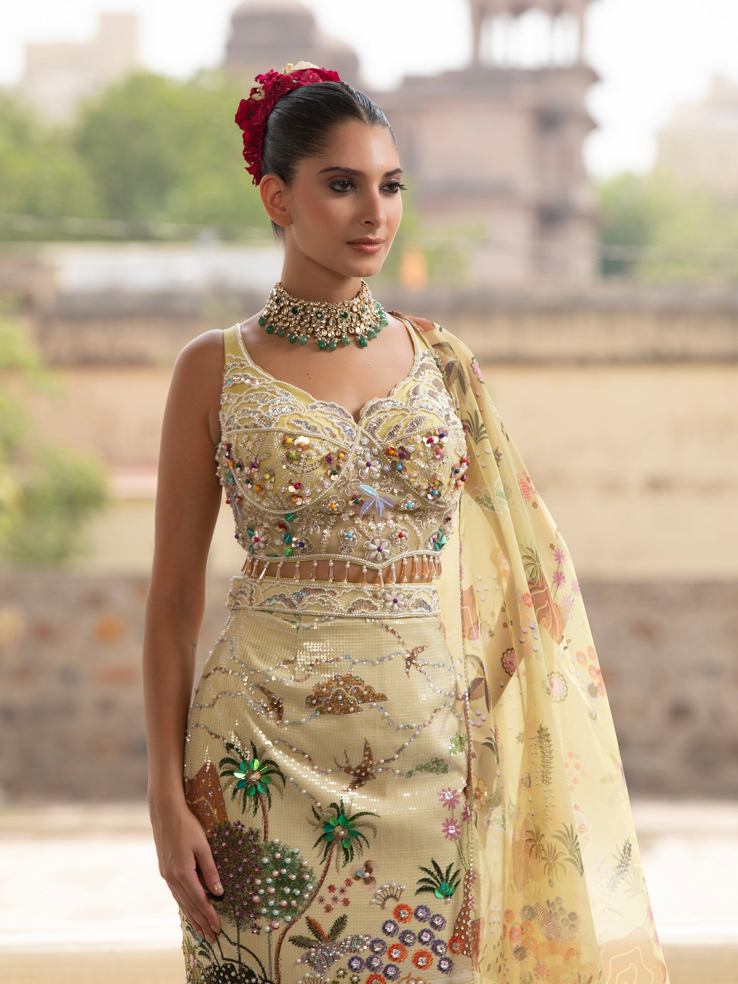 Silk Indo-Western With Sequin Appliqué Work