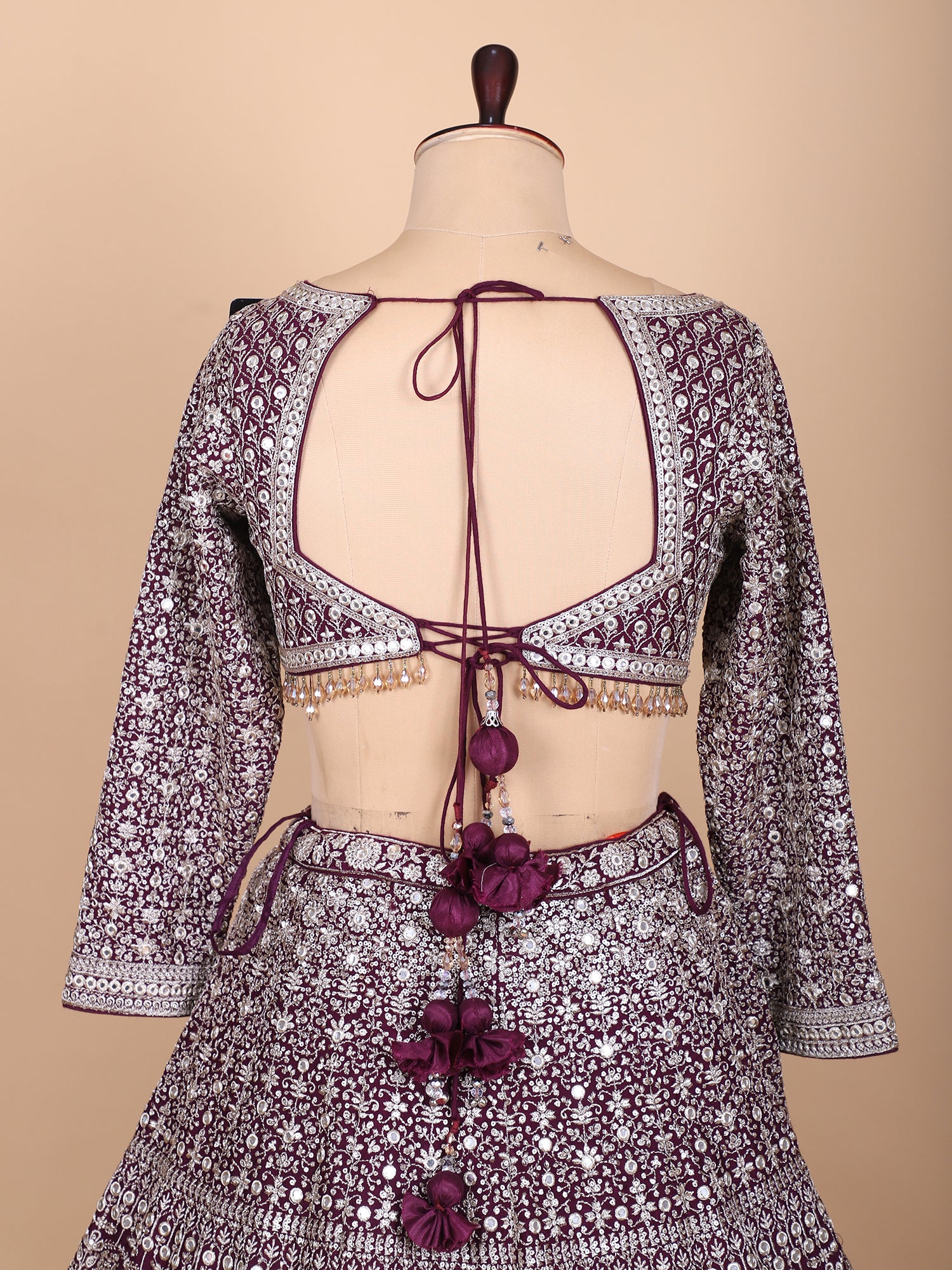 Maroon Georgette Lehenga With Jarkan Embroidery