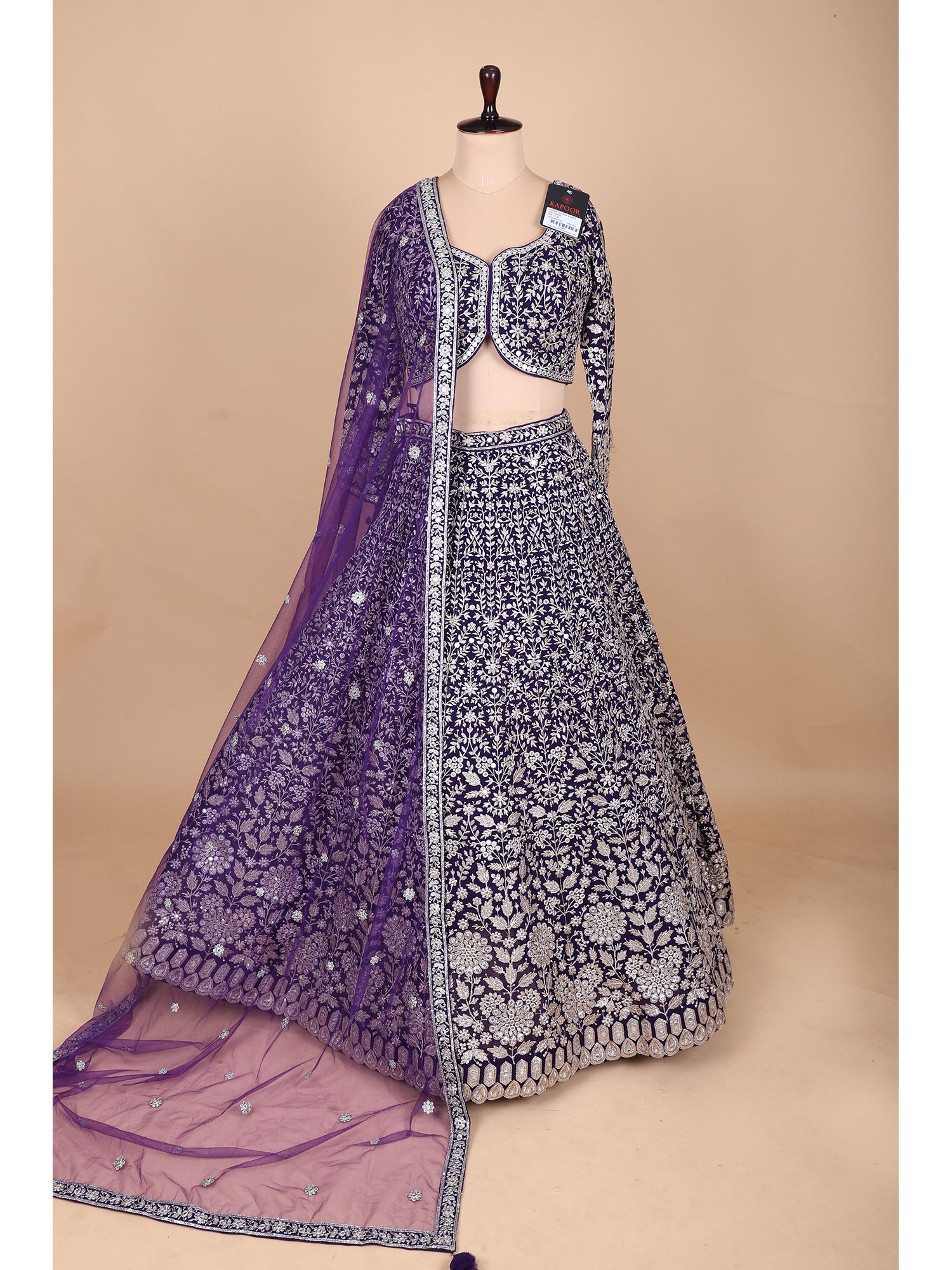 Plum Couture Lehenga With Silver Jarkan Work