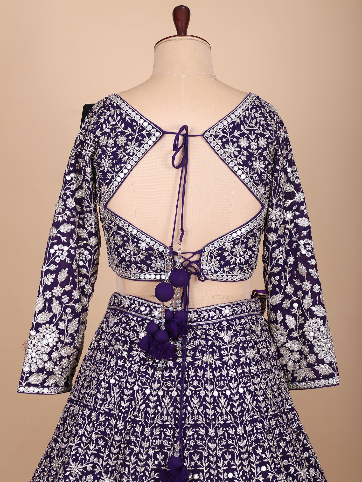 Plum Couture Lehenga With Silver Jarkan Work
