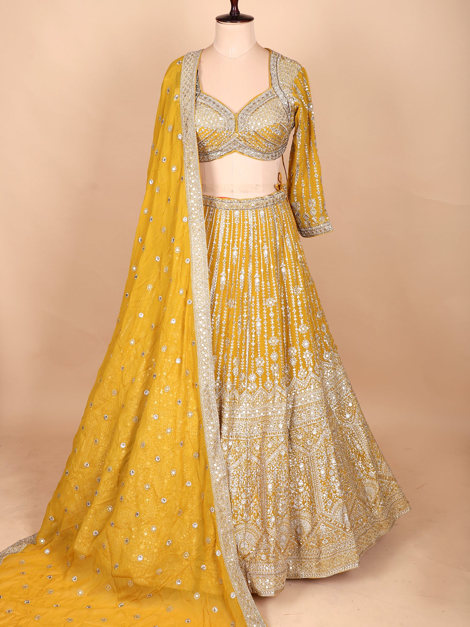 Sunshine Yellow Lehenga With Jarkan Embroidery Glow
