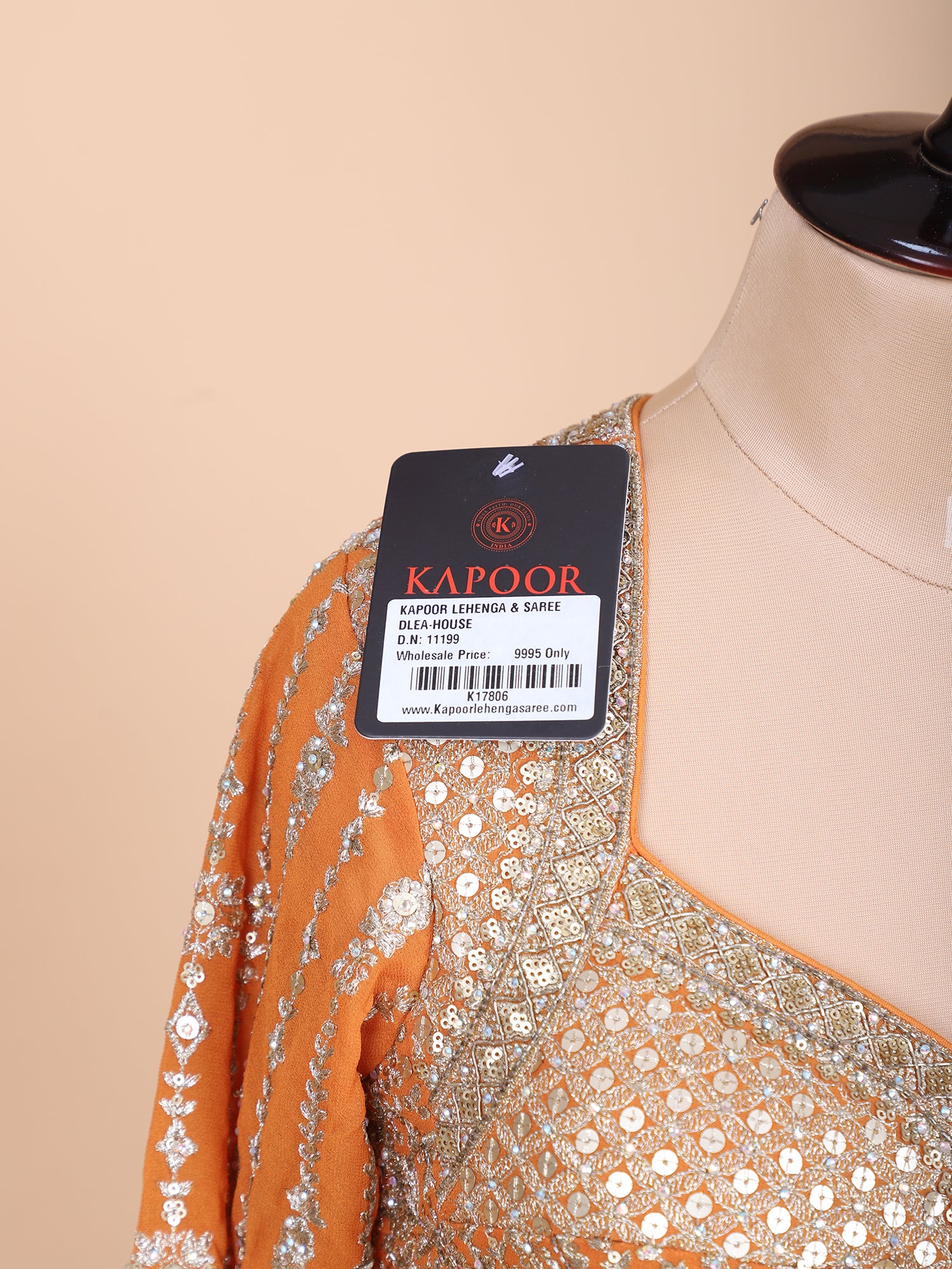 Tangerine Orange Lehenga With Sparkle Handwork