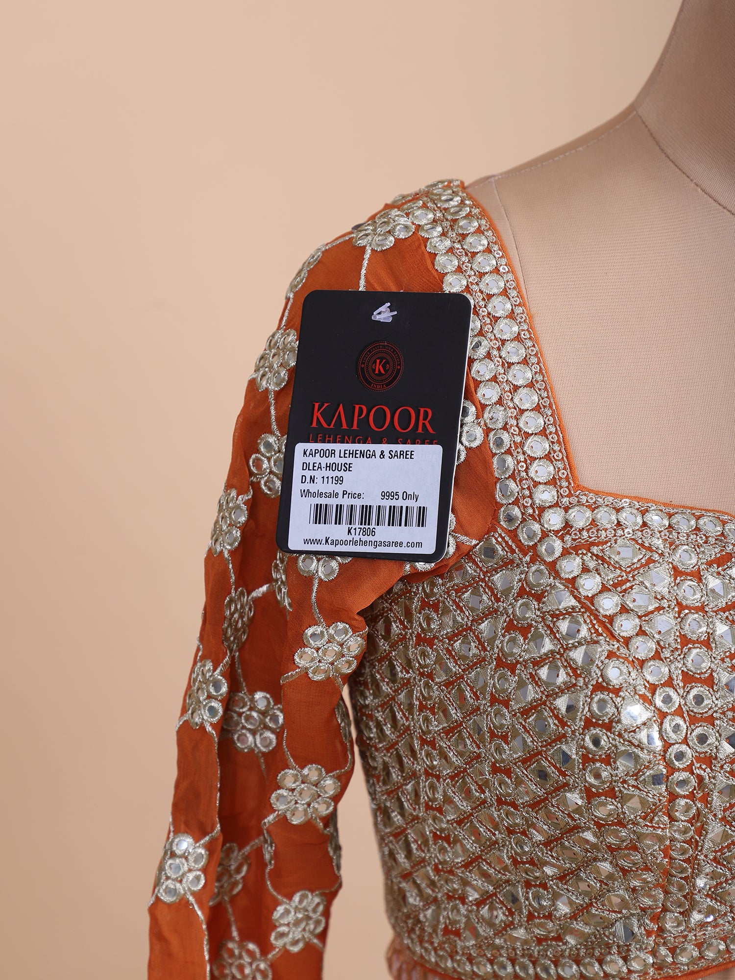 Sunset Orange Georgette Lehenga With Jarkan Embroidery