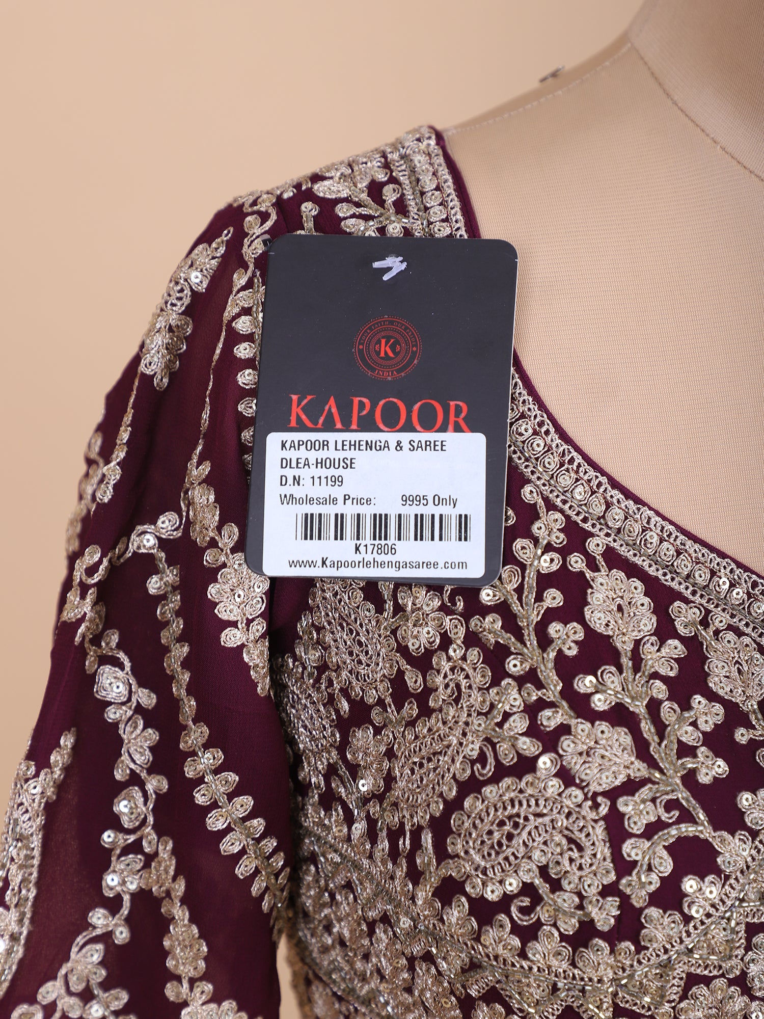 Royal Maroon Georgette Embroidered Lehenga