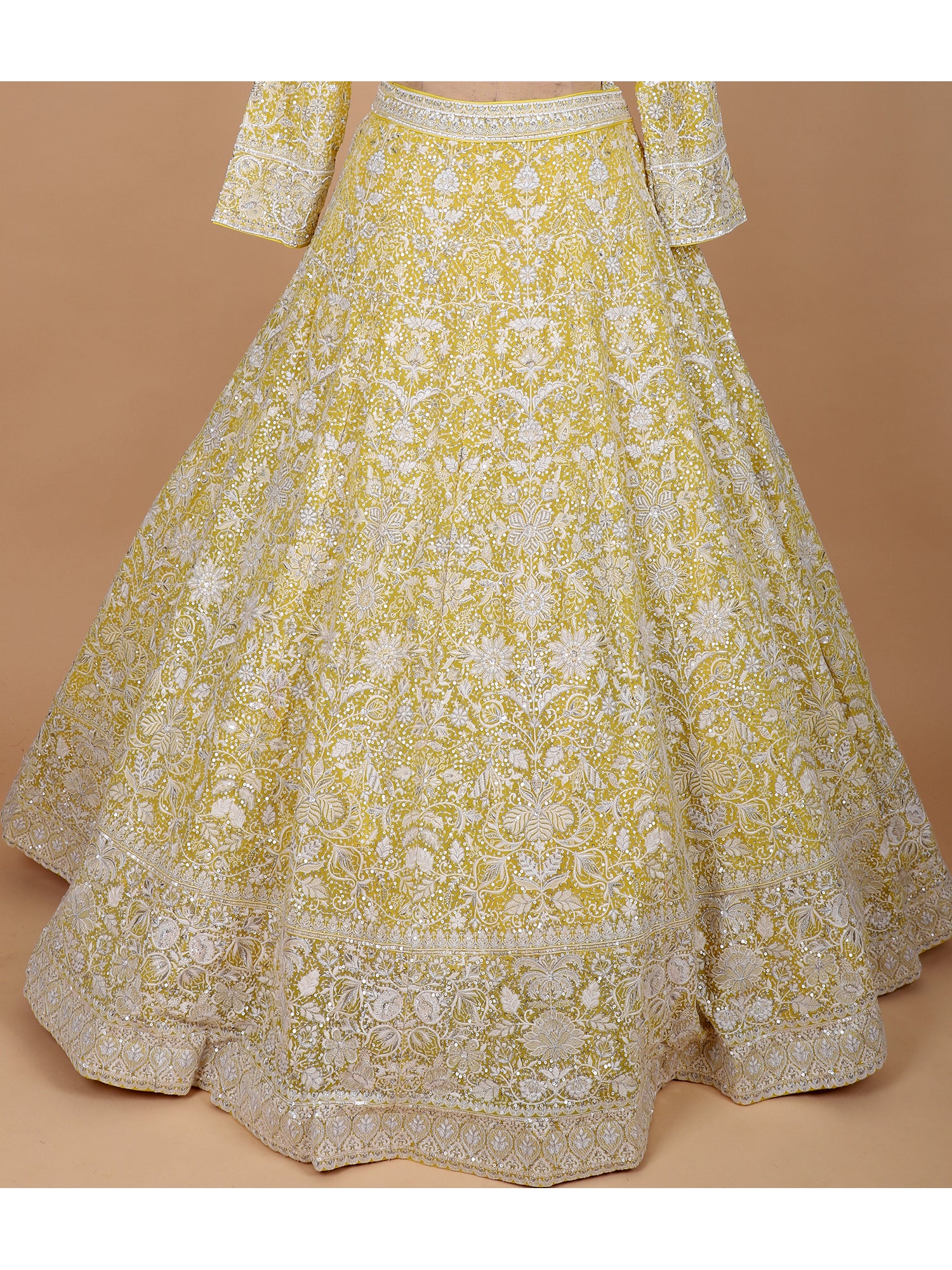 Vibrant Yellow Thread Work Lehenga With Dupatta