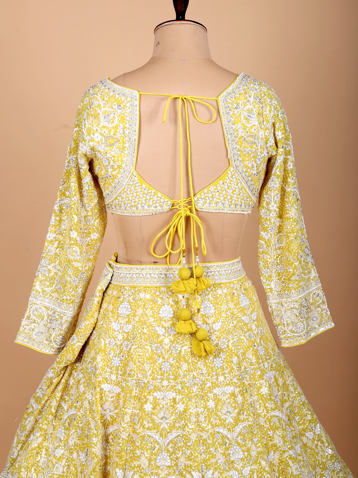 Vibrant Yellow Thread Work Lehenga With Dupatta