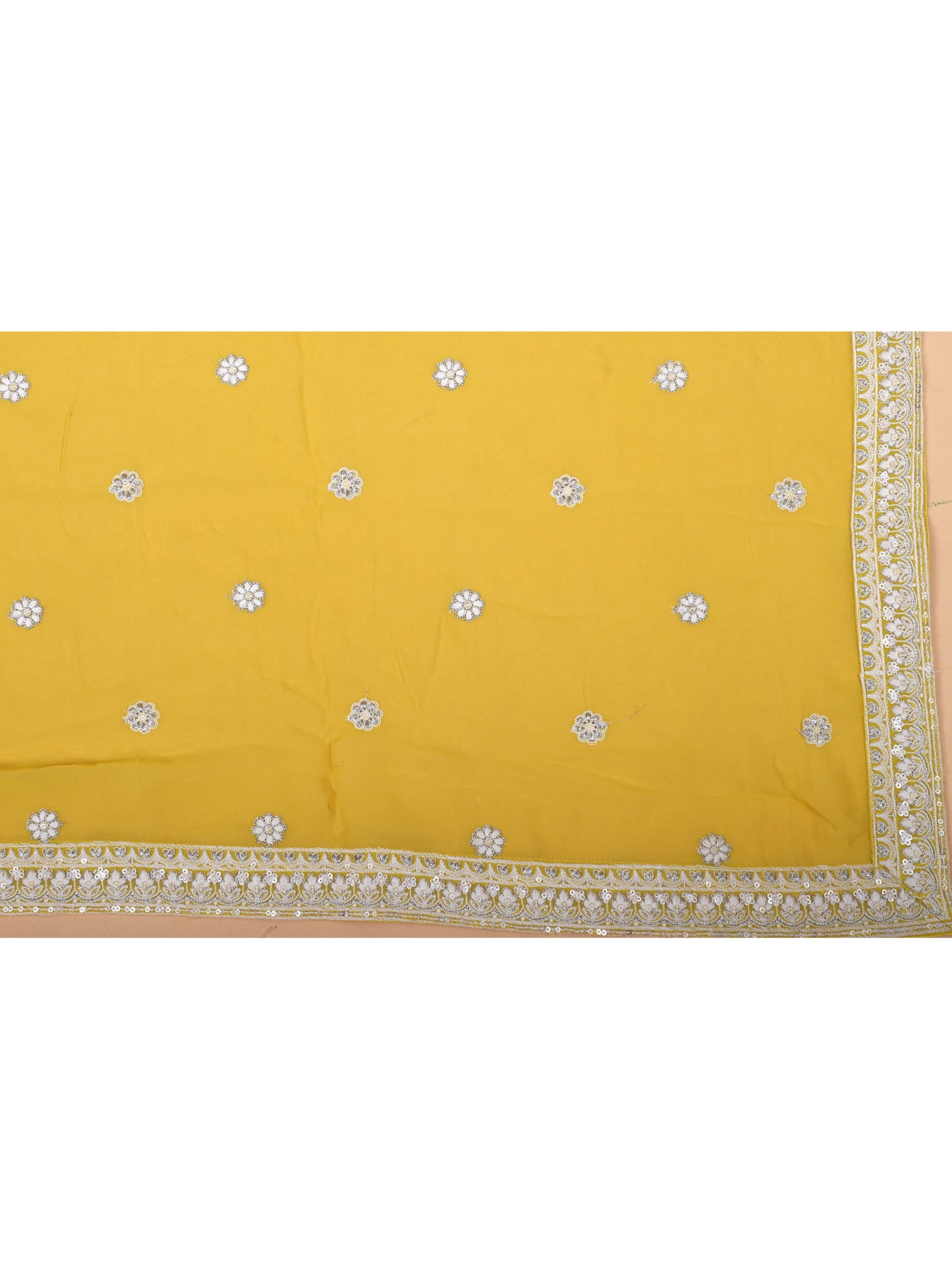 Vibrant Yellow Thread Work Lehenga With Dupatta