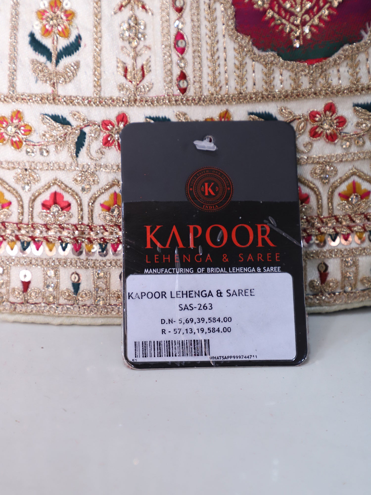 Off-White Silk Lehenga With Hand Embroidery