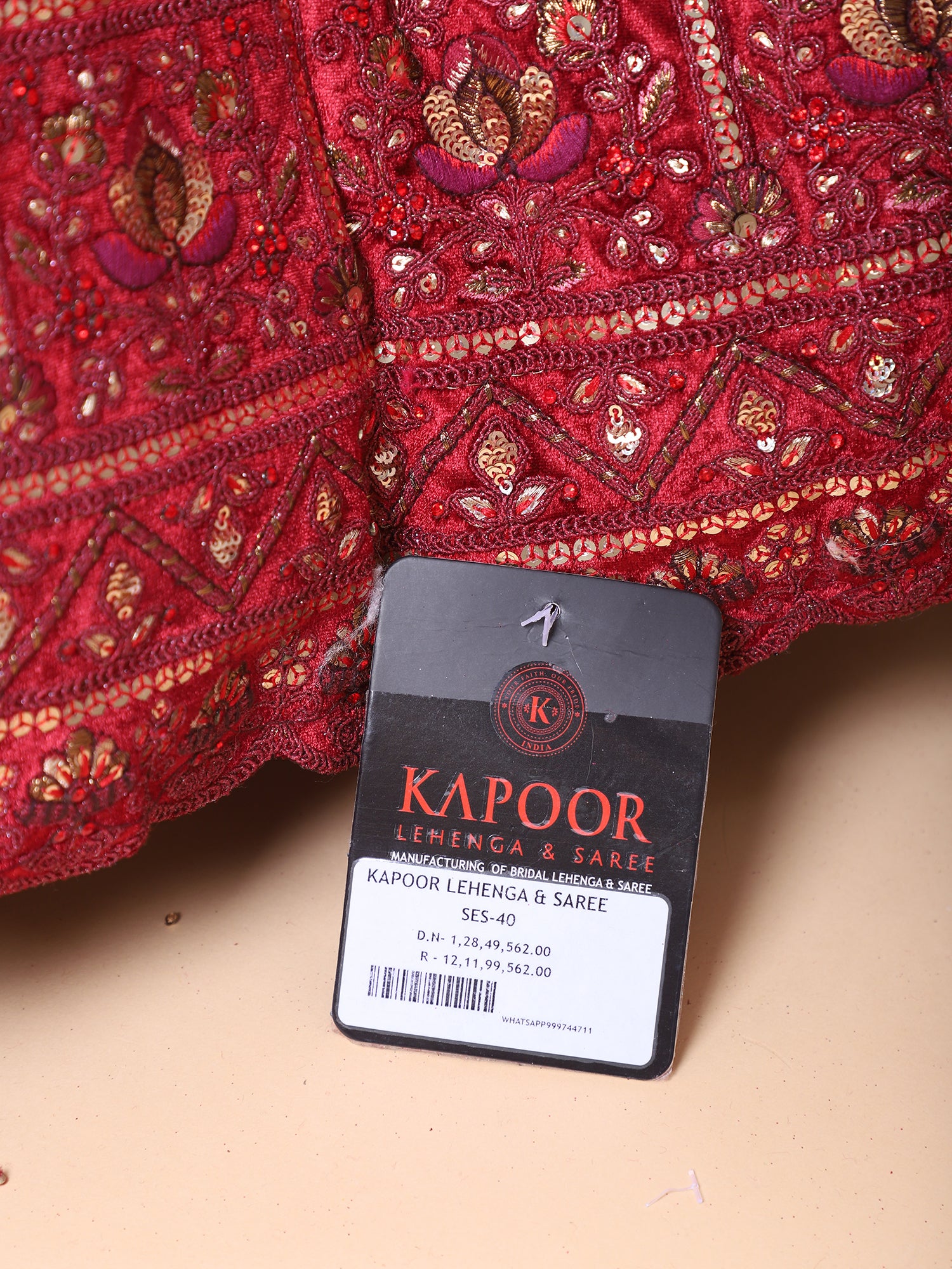 Regal Maroon Velvet Jarkan Mirror Bridal Lehenga