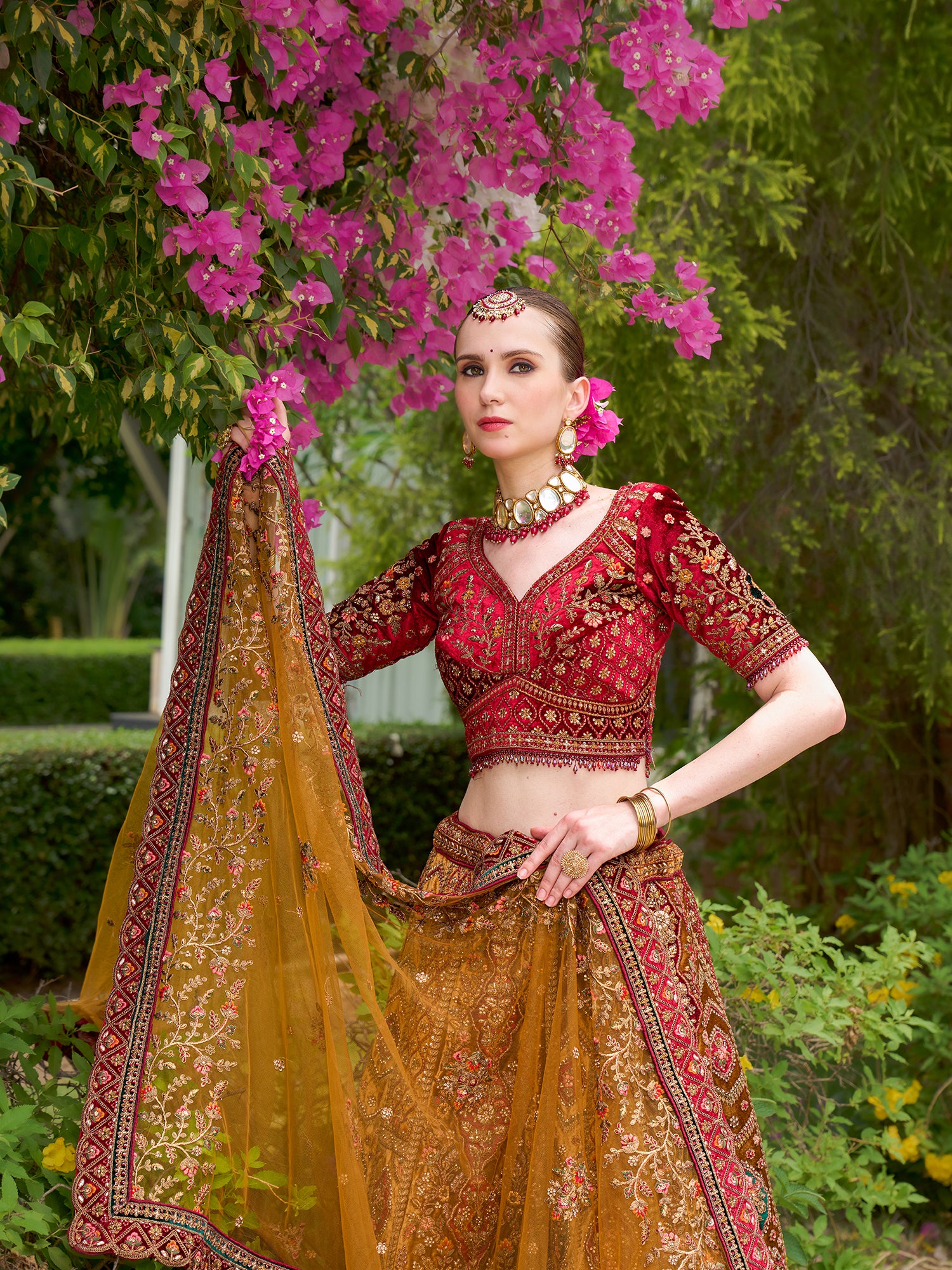 Luxurious Multi Color Velvet Lehenga Set Featuring Heavy Sequins And Jarkan