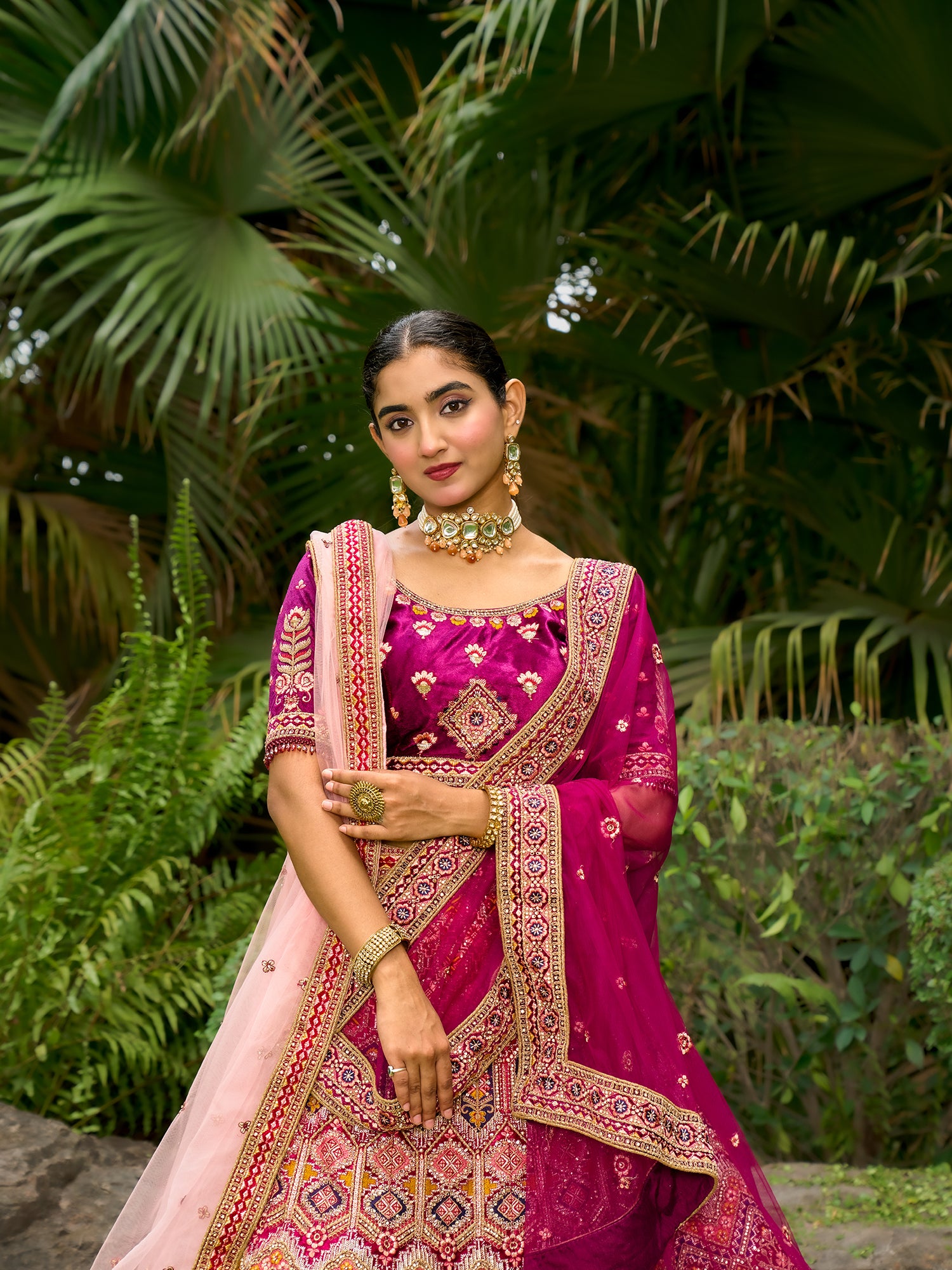 Premium Multi Color Velvet Lehenga With Sequins And Jarkan Embellishments
