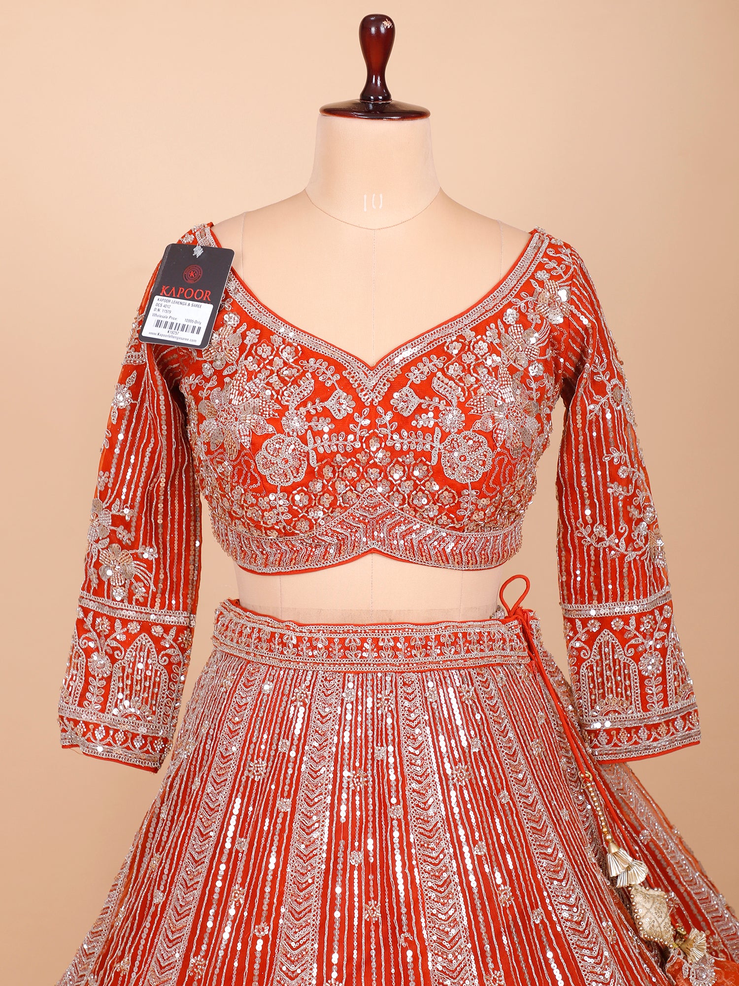 Sunset Orange Net Lehenga
